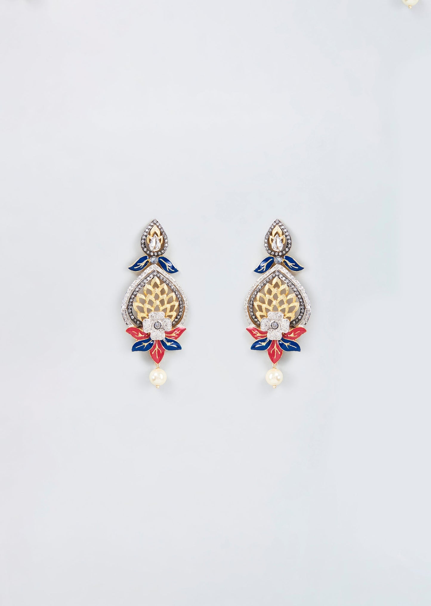 Kundan Polki Dangler Earrings With Pearls