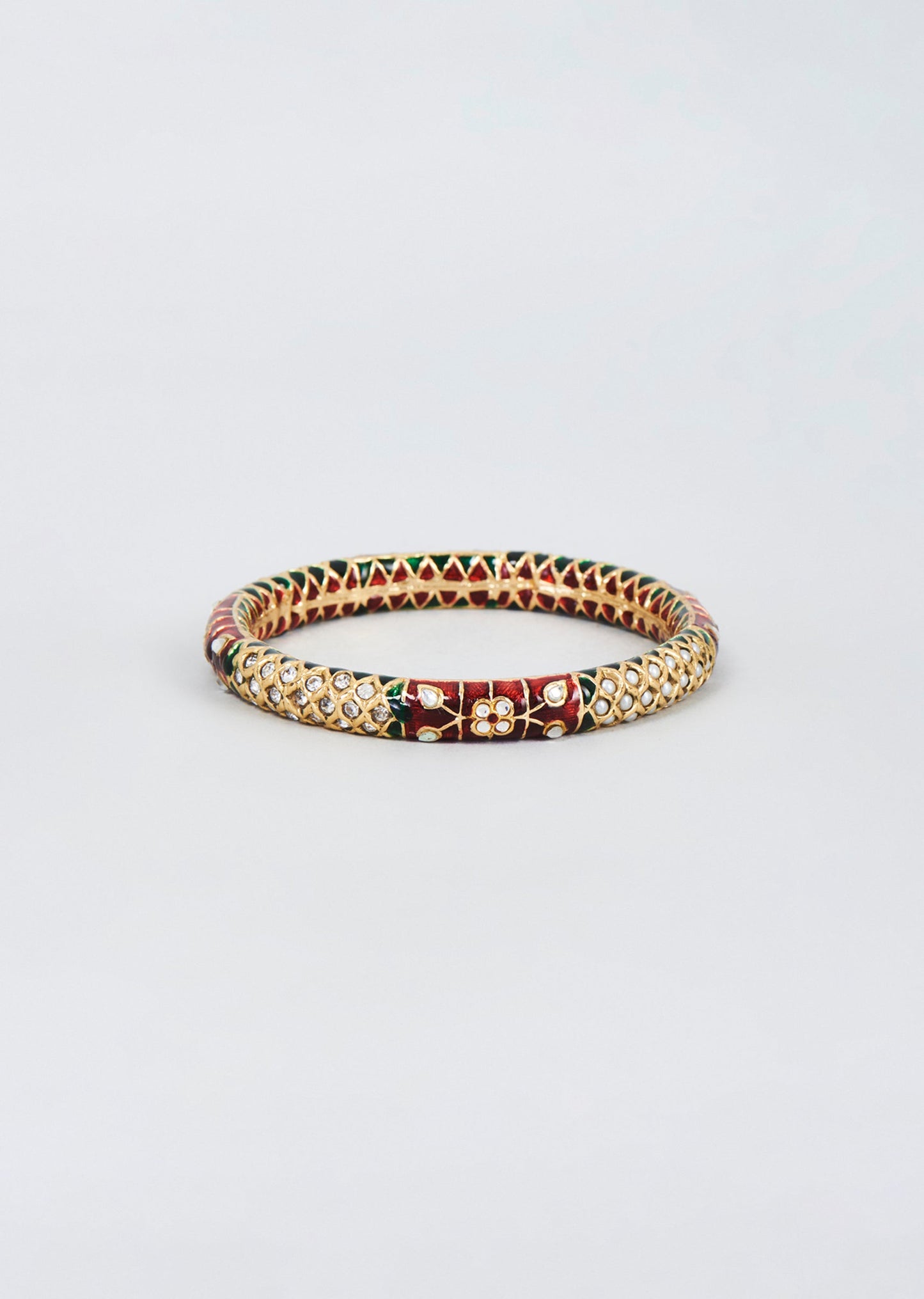 Gold Finish Multicolour Kundan Polki Bangle