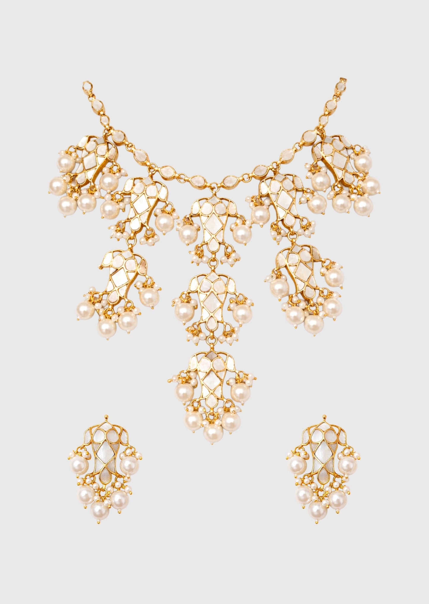 Gold Finish Pearl Necklace Set