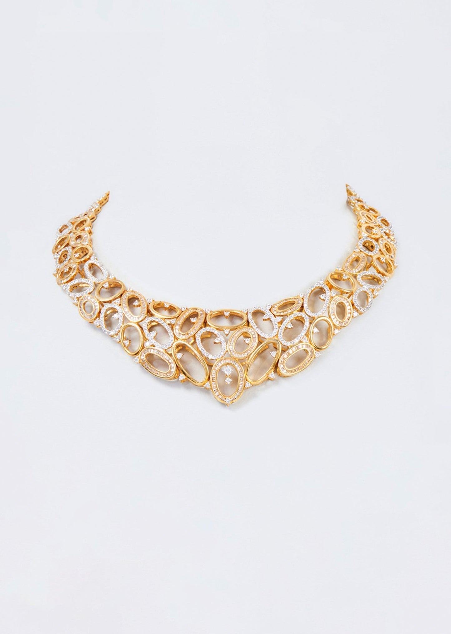 Gold Finish Zircon Choker Necklace Set
