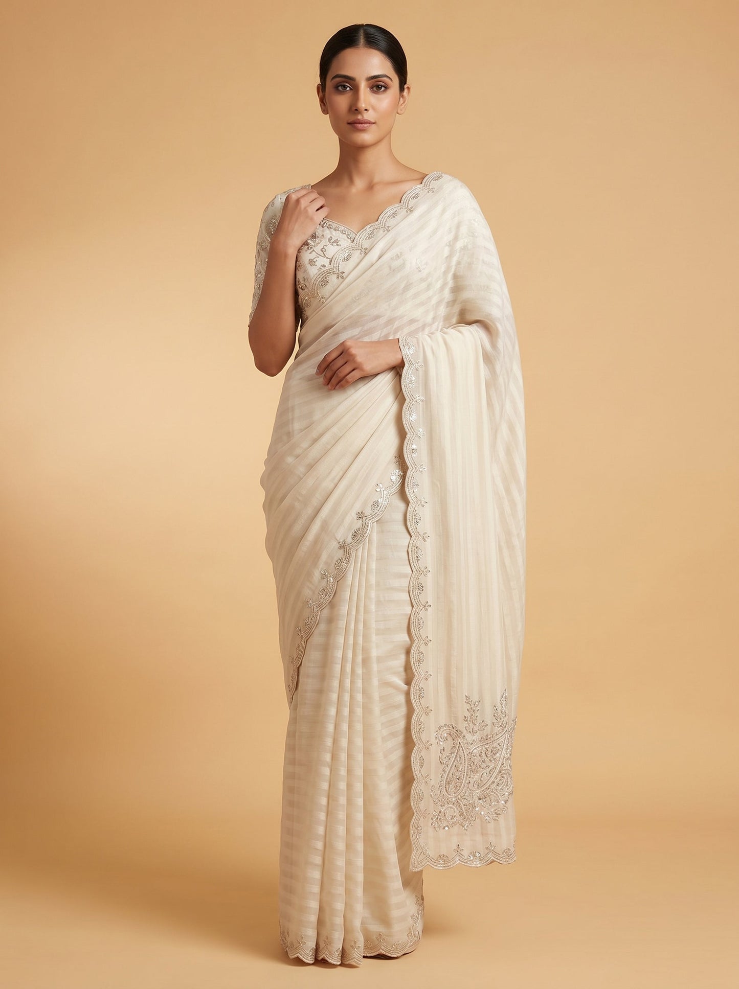 Gold Gilded Charm Embroidered Saree