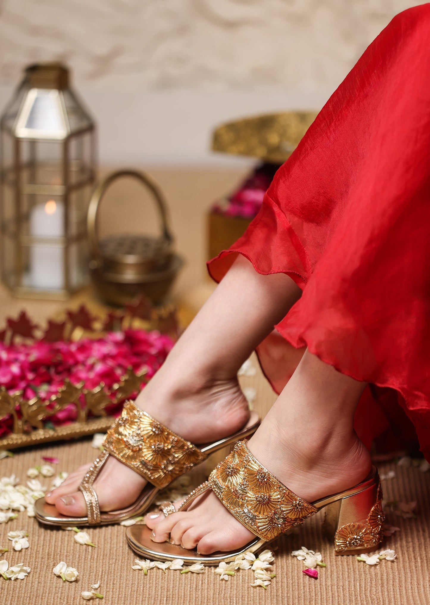 Gold Handcrafted Kolhapuri Heels