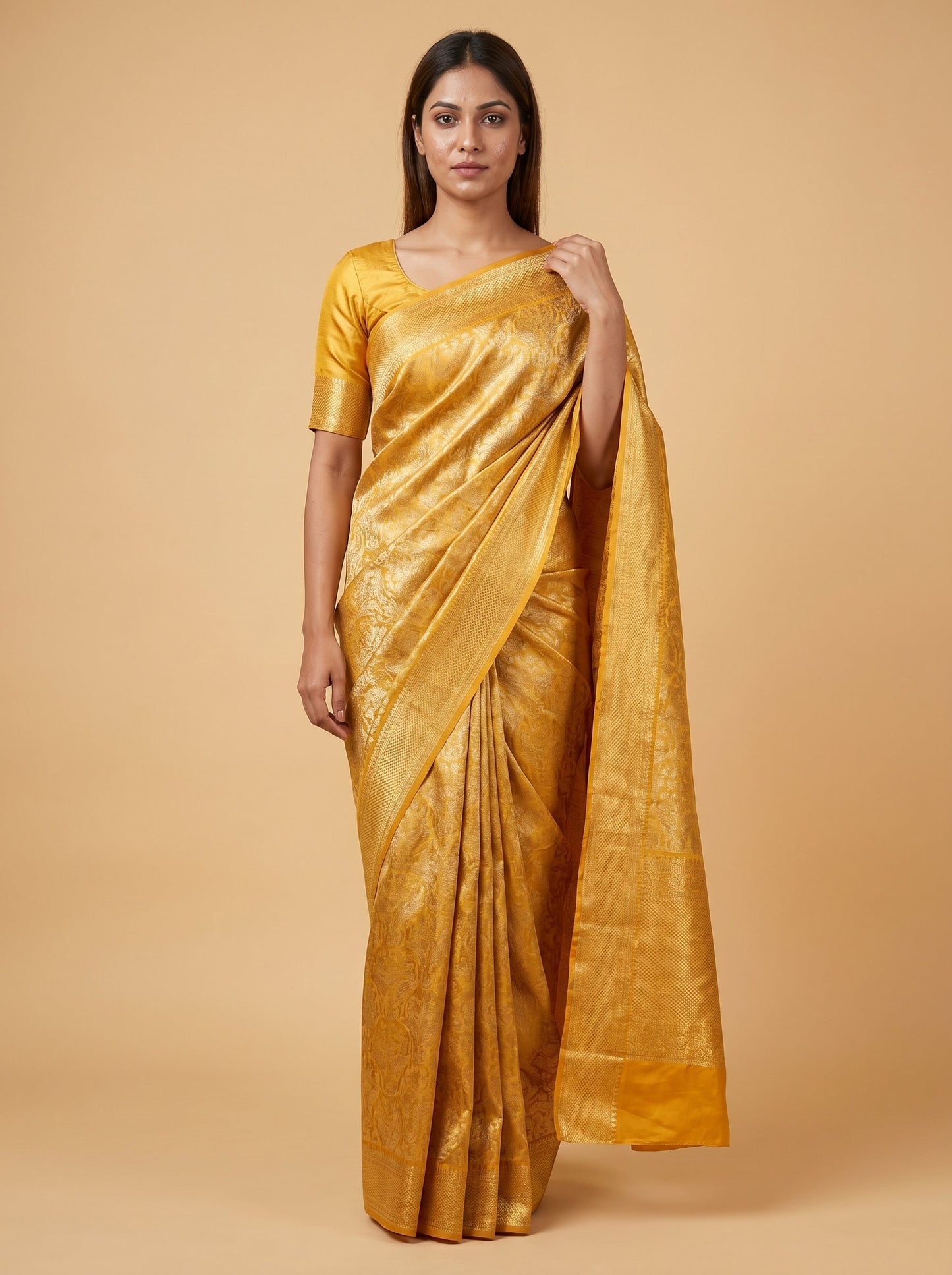 Gold Heritage Finish Handloom Saree