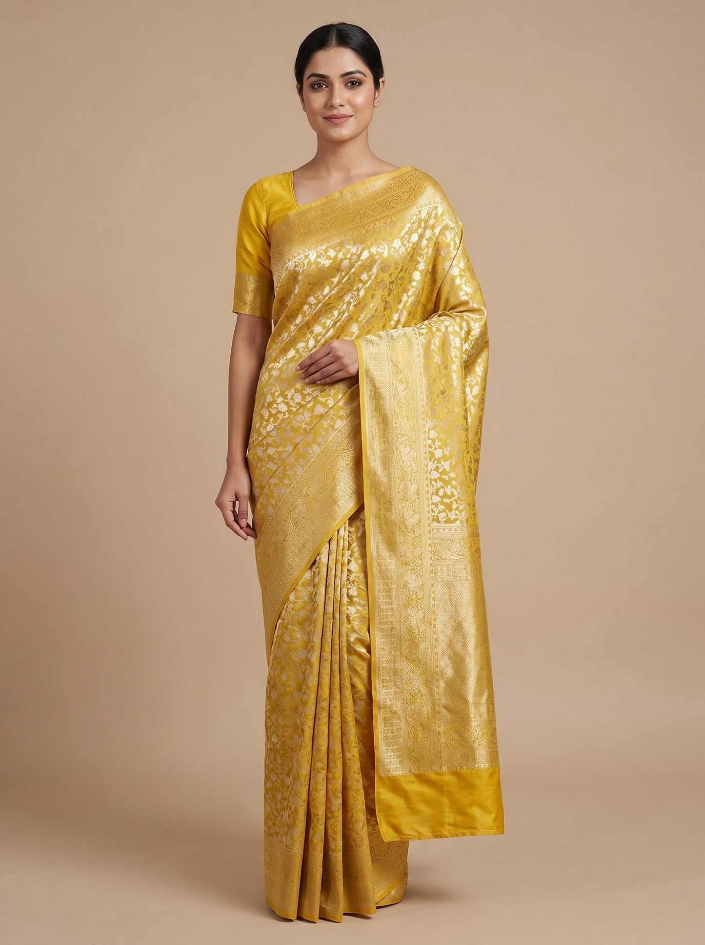 Gold Imperial Loom Handloom Saree