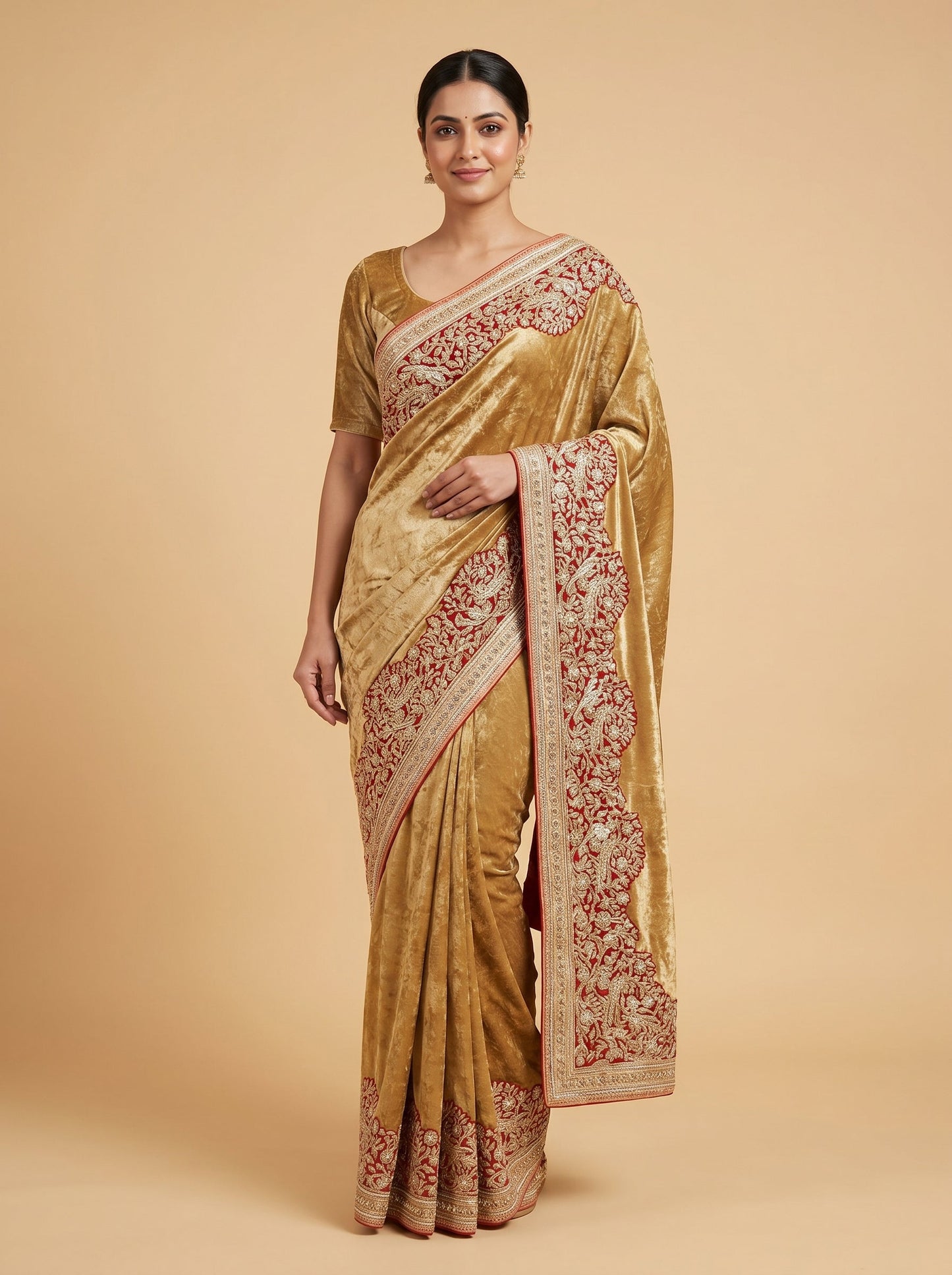 Gold Lace Embroidered Saree