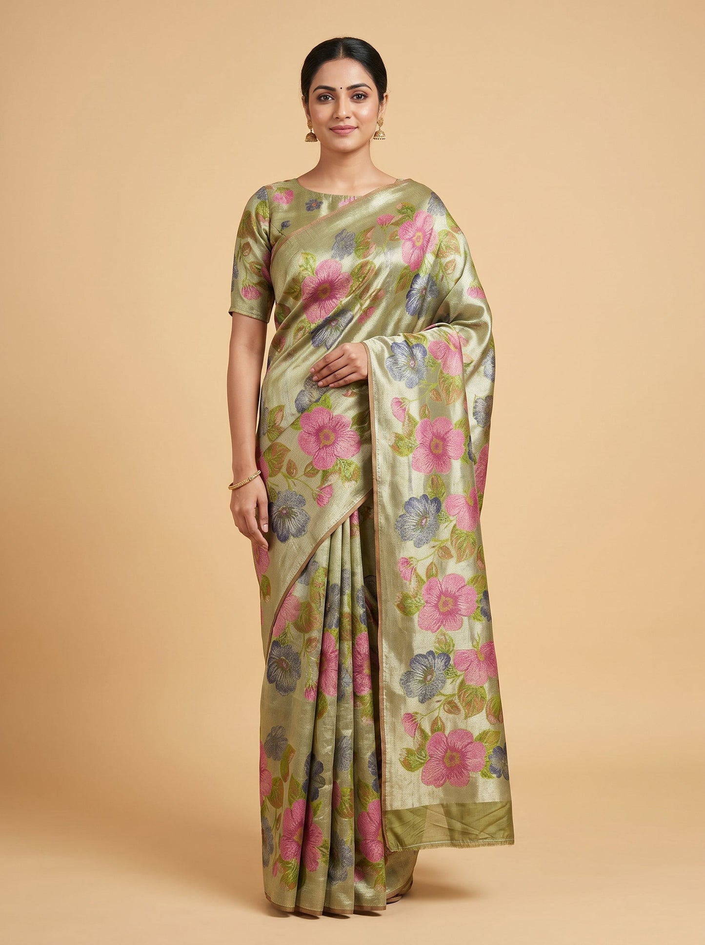 Gold Linen Handloom Saree