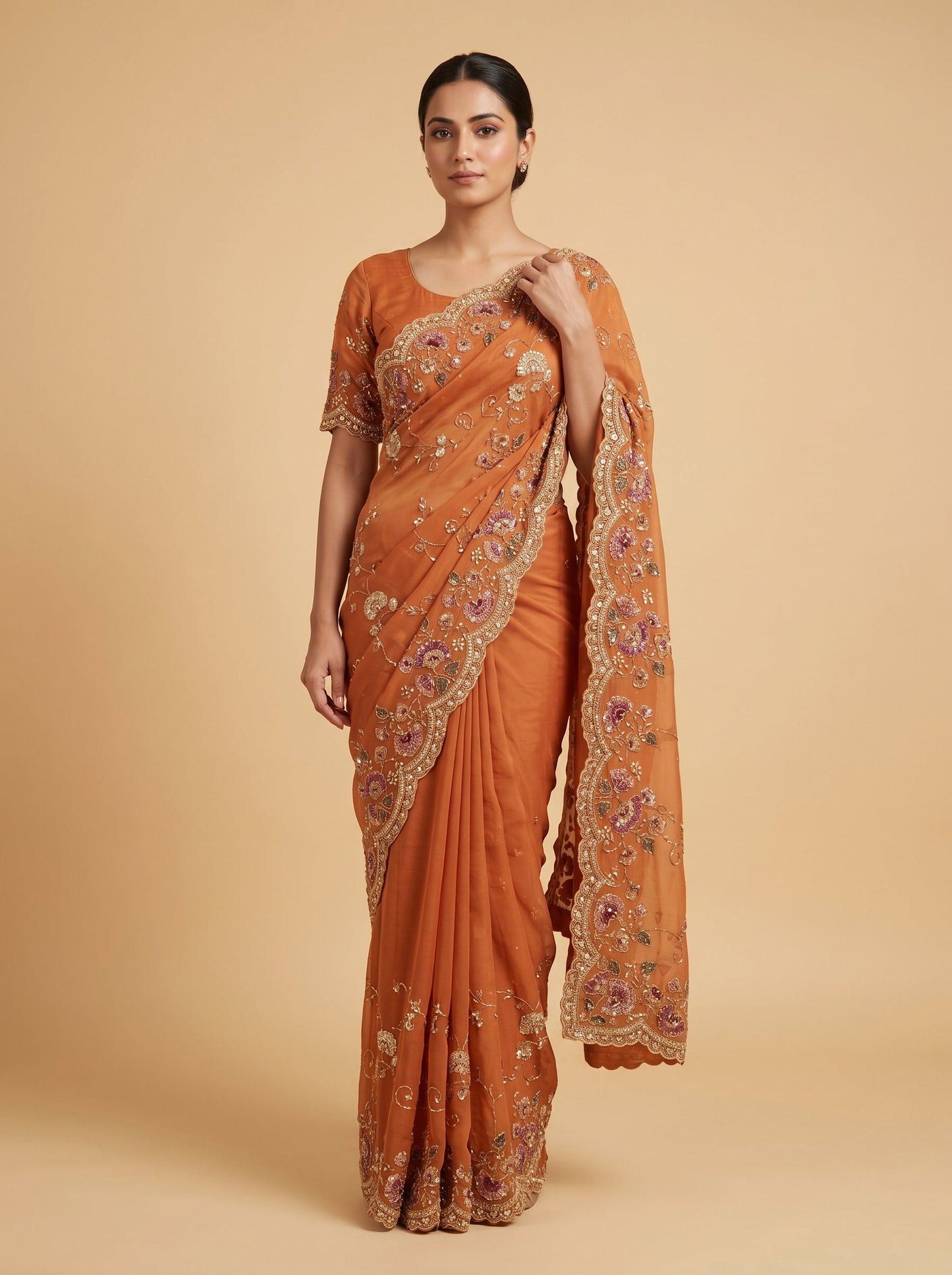 Gold Luxe Detailing Embroidered Saree