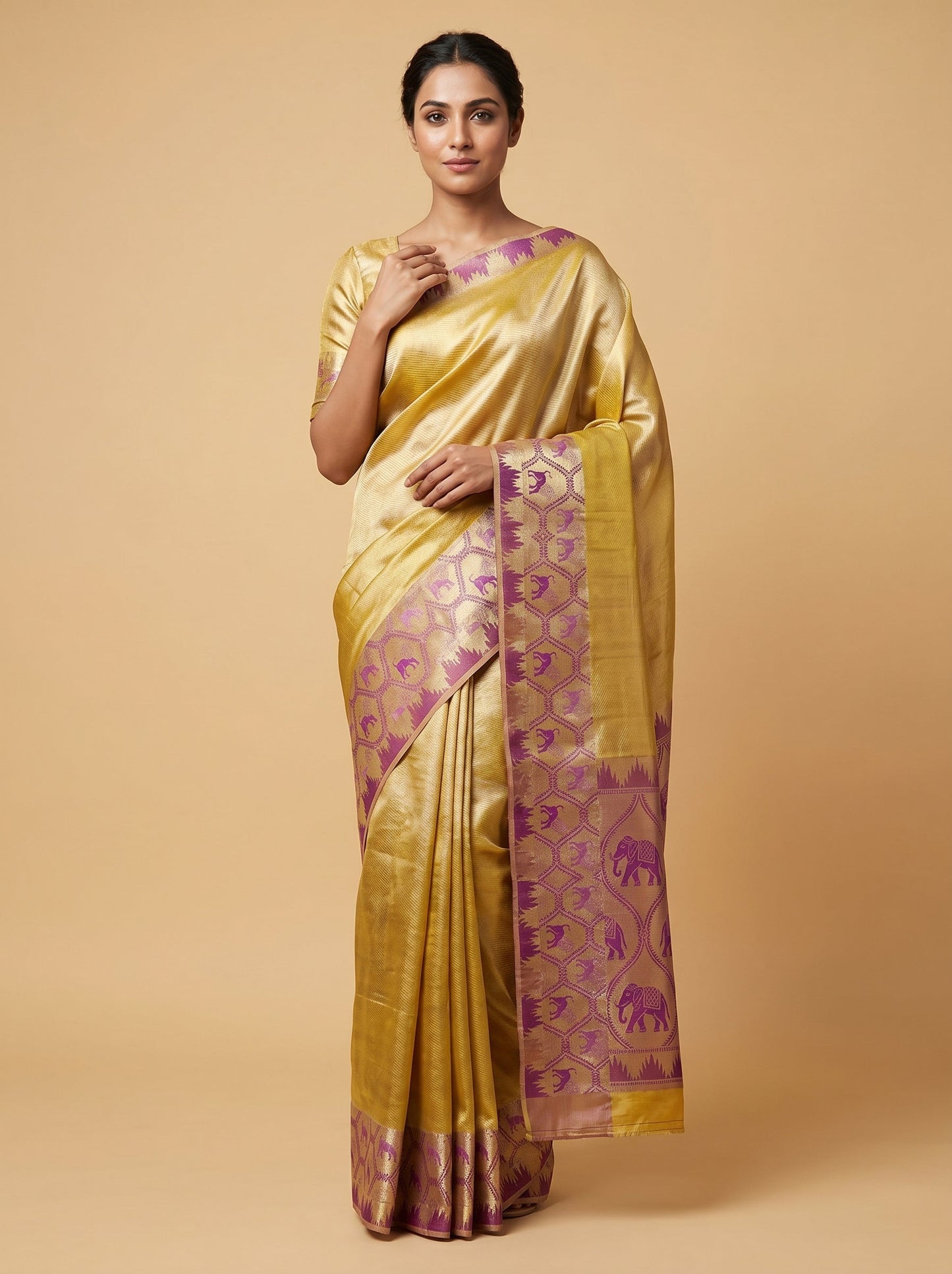 Gold Opulent Design Handloom Saree