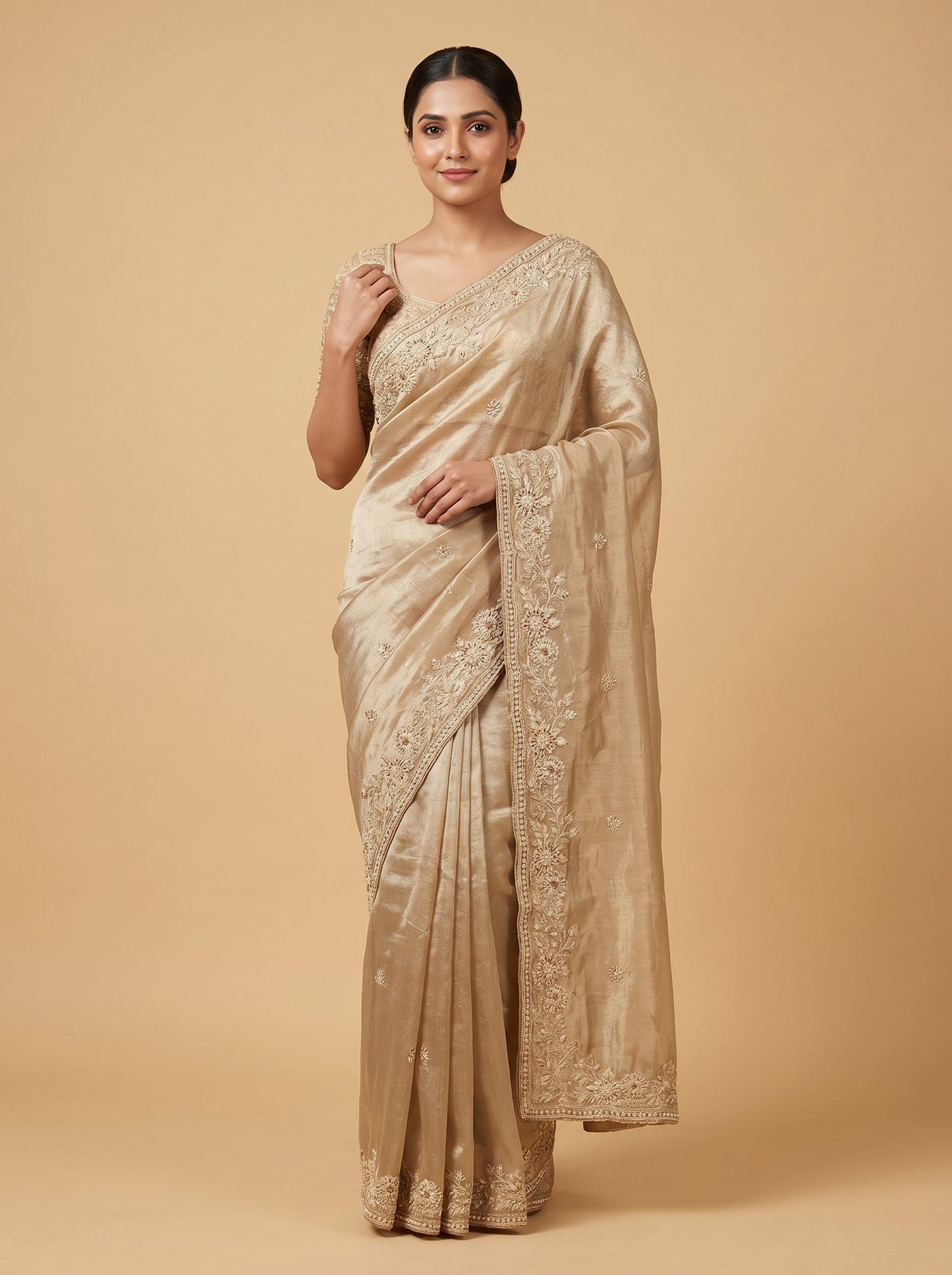 Gold Opulent-Shine Embellished Saree