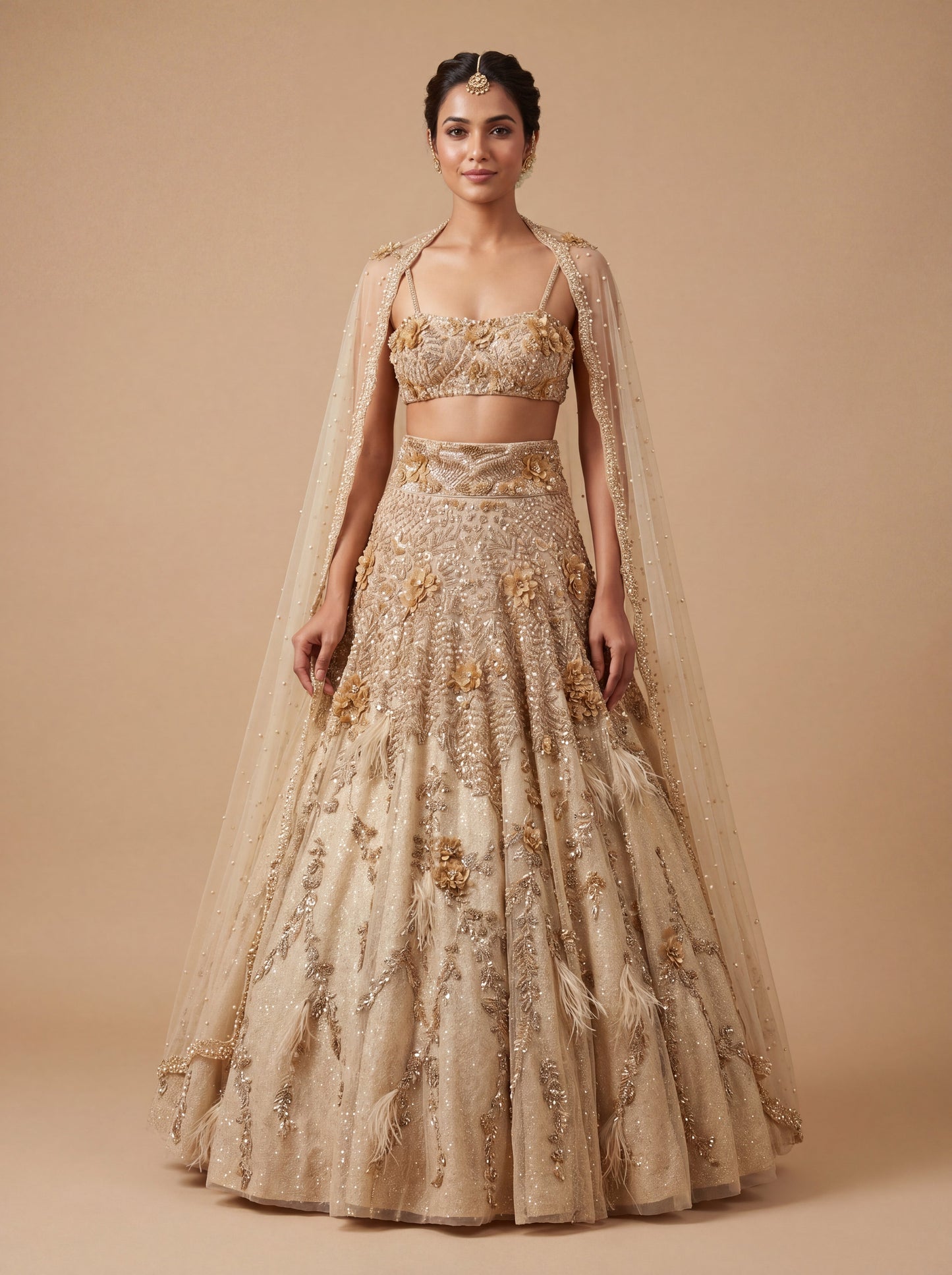 Gold Pheras Bridal Lehenga With Classic Embroidery Timeless Flare