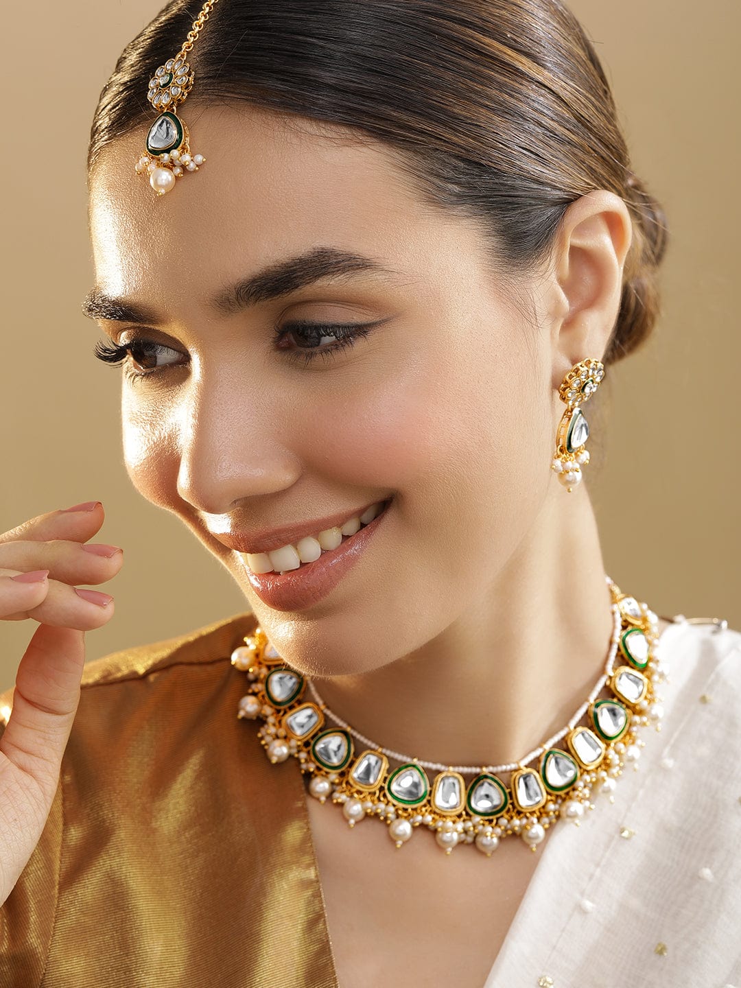 Whispers of Green Royalty Kundan Necklace Set