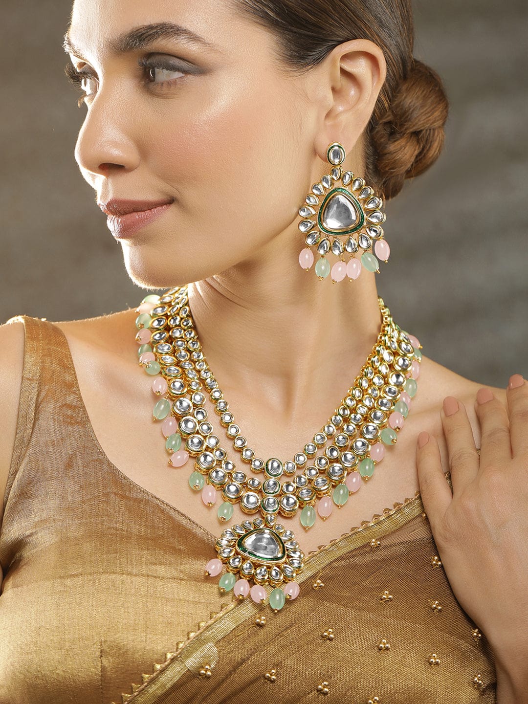 Pastel Hues Multicolour Kundan Necklace Set