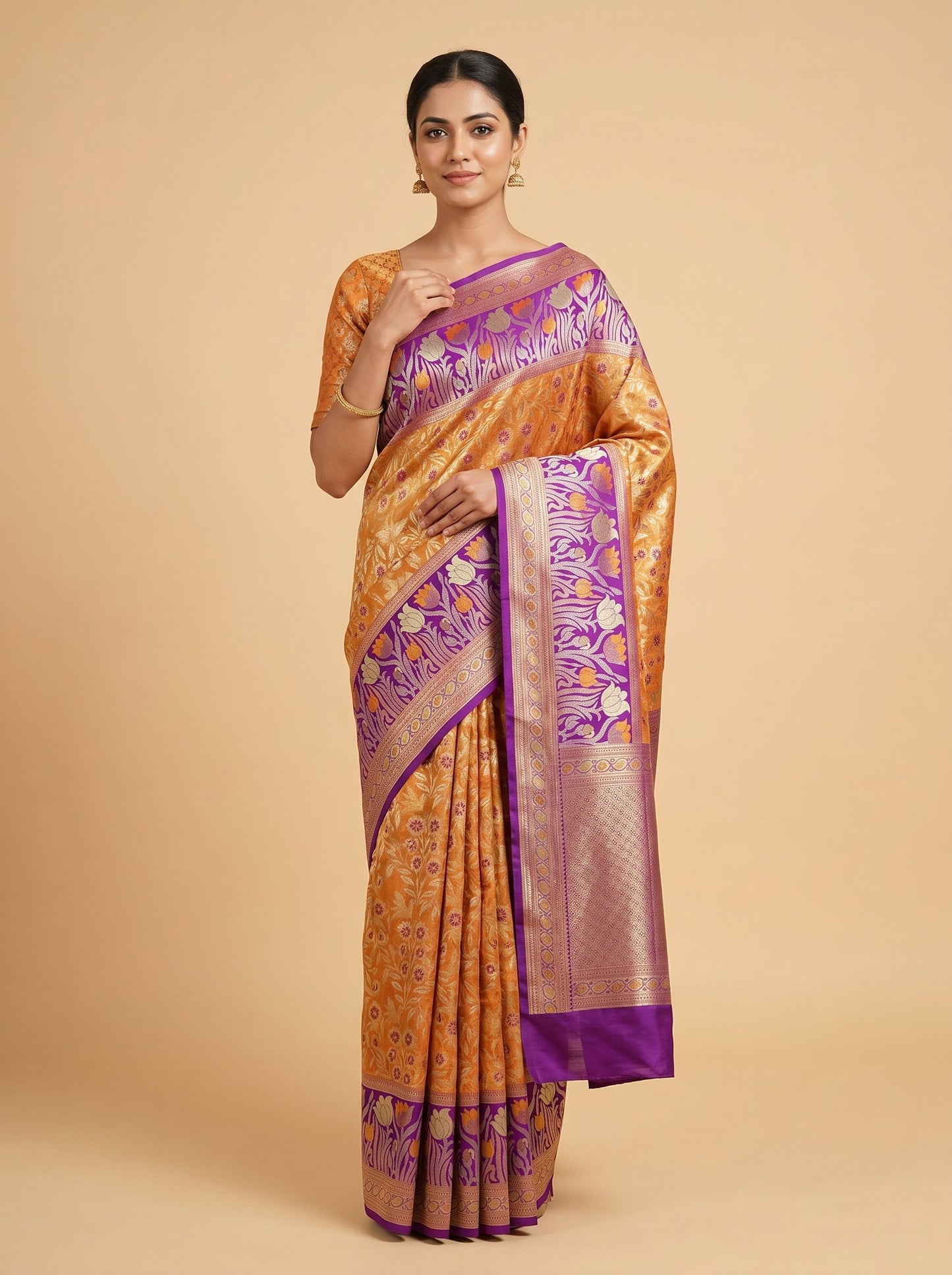Gold Rani Handloom Saree