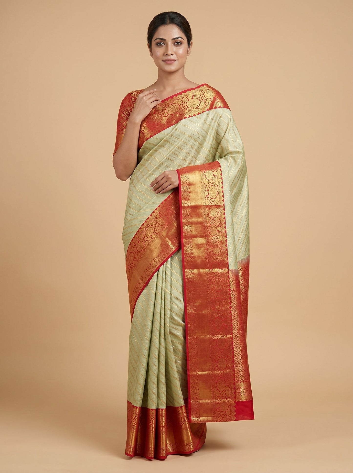 Gold Red Grand Aura Handloom Saree
