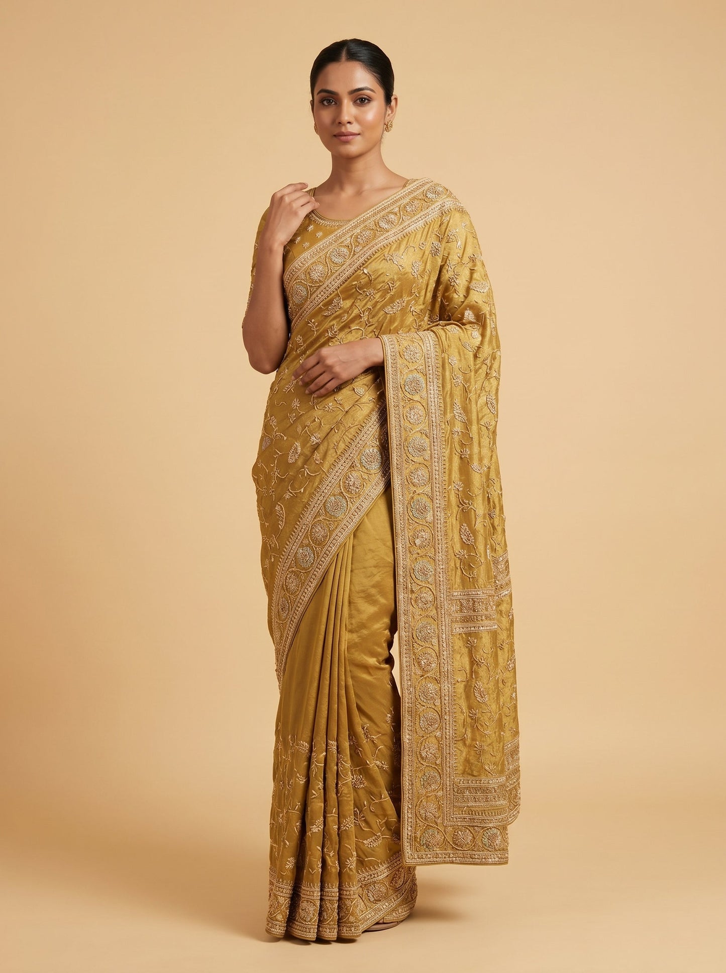 Gold Regal Detail Embroidered Saree