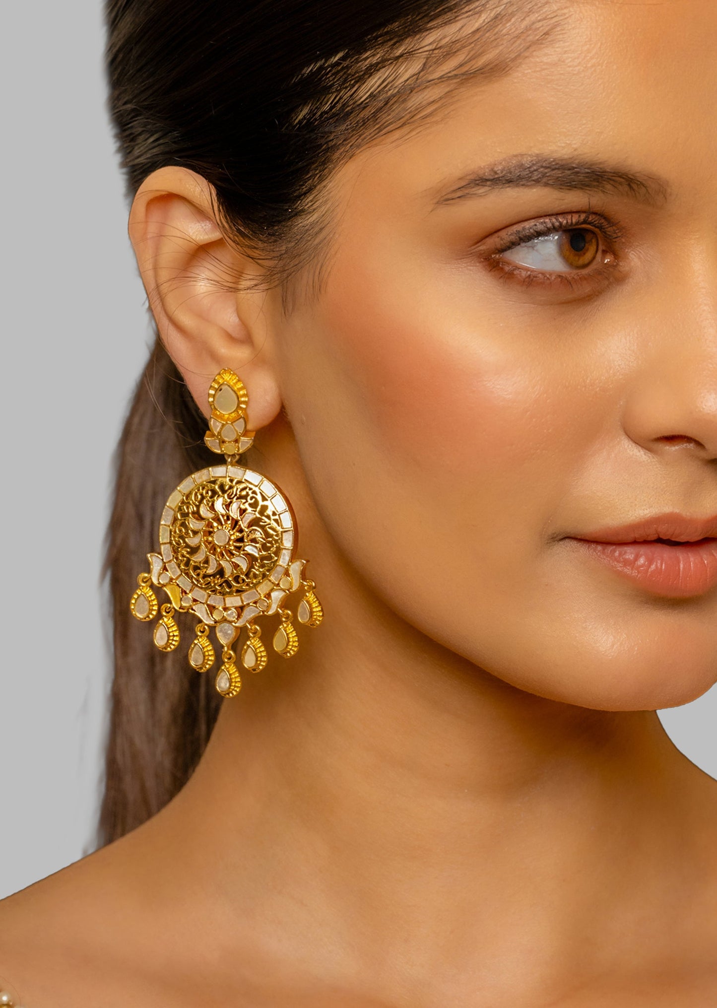 Gold Traditional Kundan Earrings