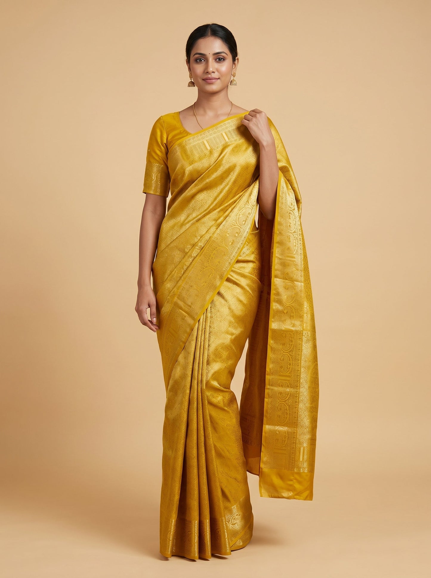 Gold Unique Shine Handloom Saree