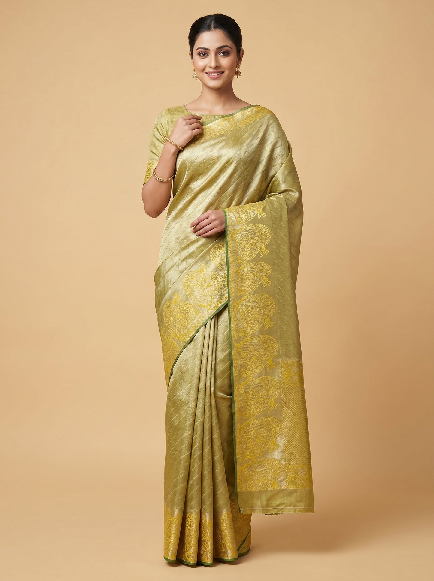 Gold Yellow Dual Tone Handloom Saree
