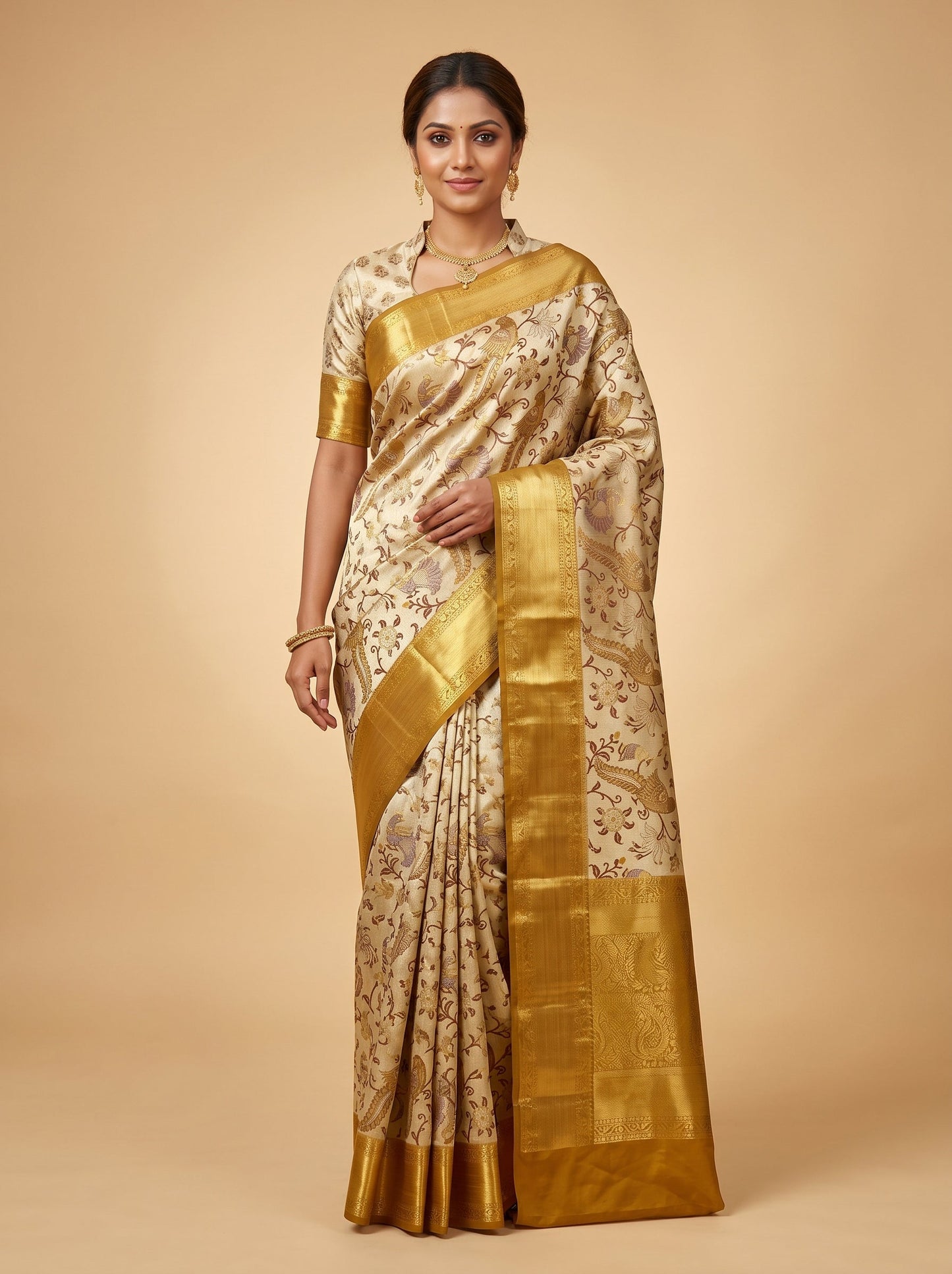 Golden Chiku Warm Tone Handloom Saree