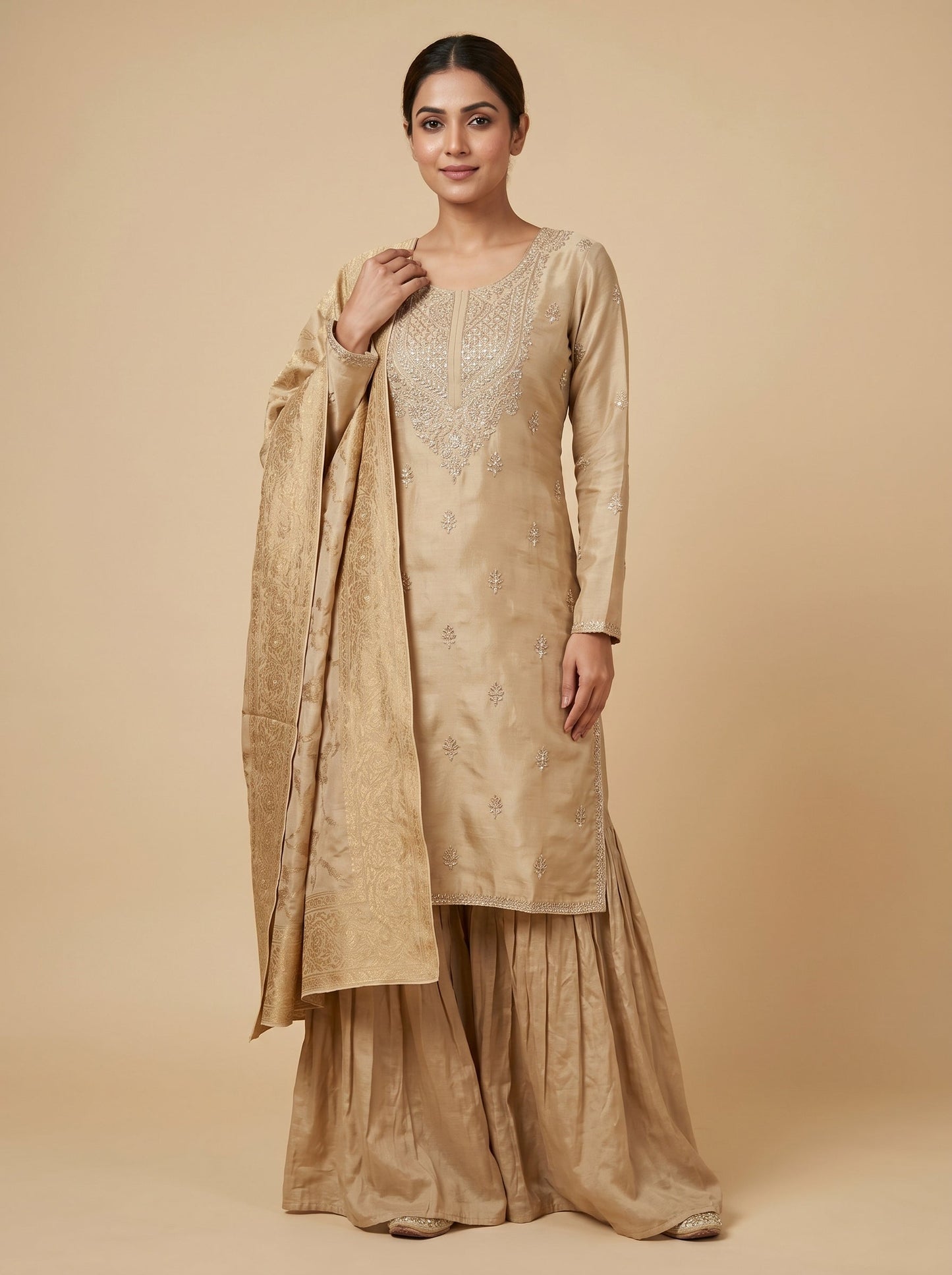 Golden Gleam Sharara Set