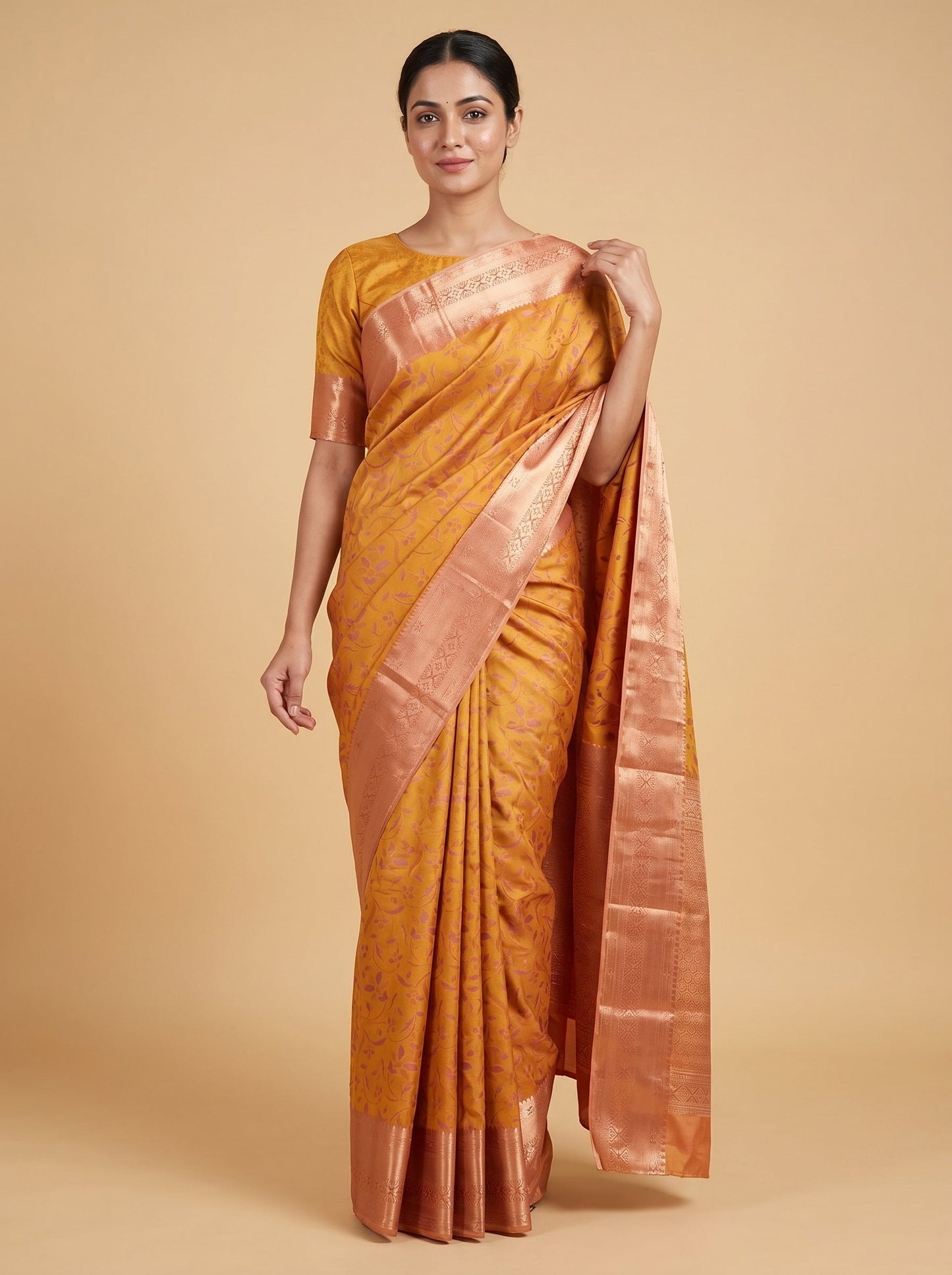 Golden Mustard Glow Saree