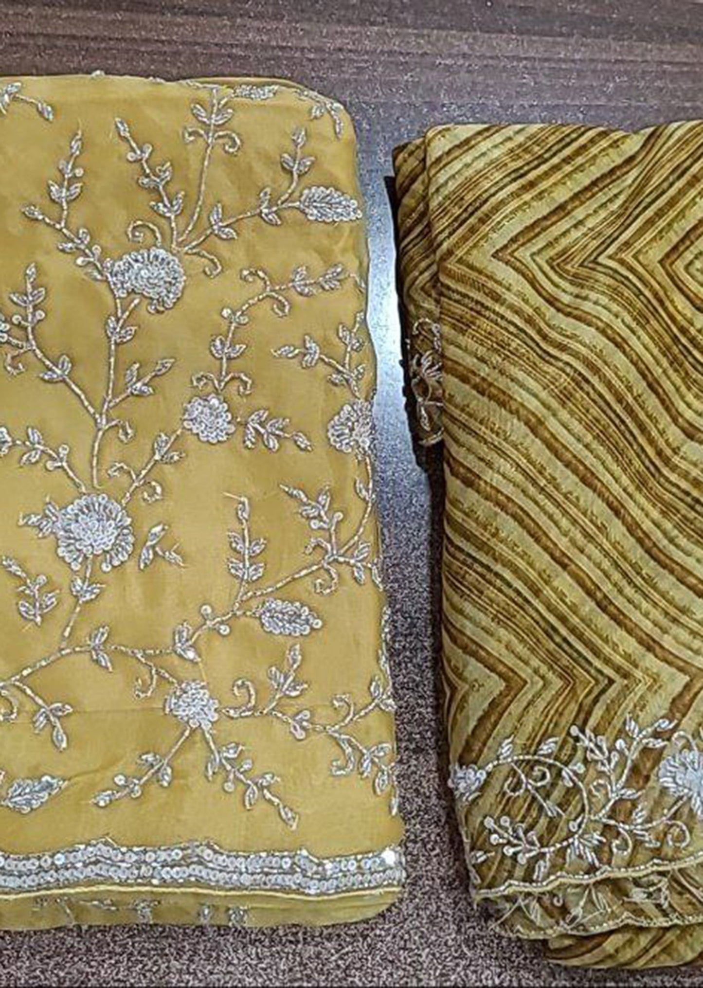 Golden Yellow Jacquard Dress Material