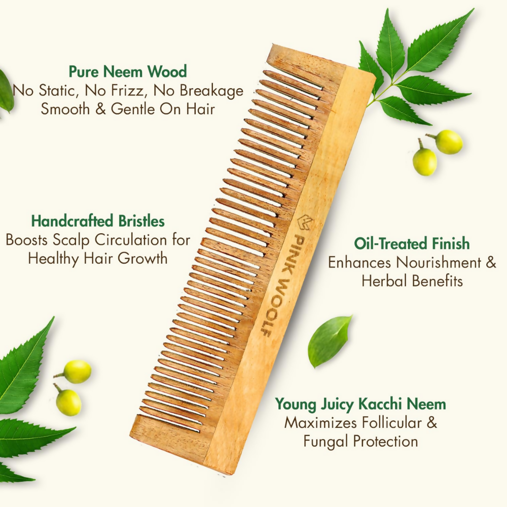 Pink Woolf Neem Wooden Comb for Men