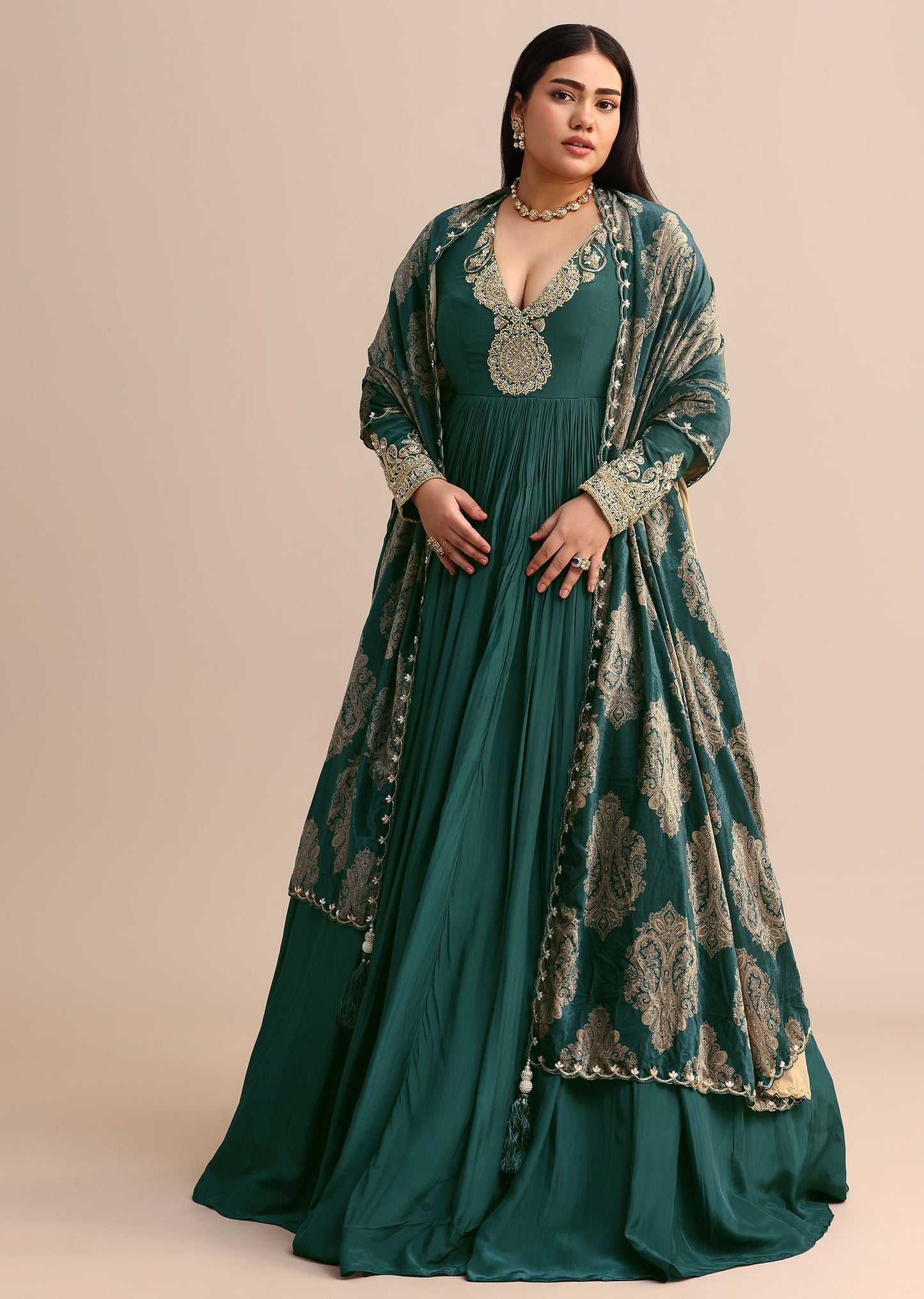 Graceful Green Anarkali Suit With Dupatta