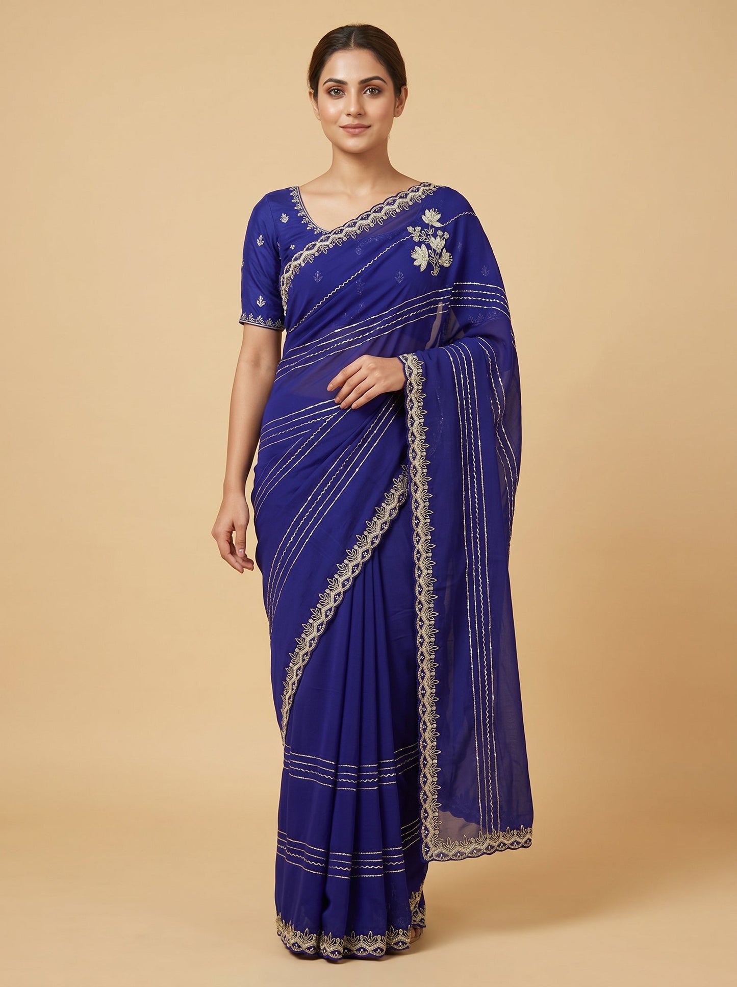 Grape Purple Embroidered Saree