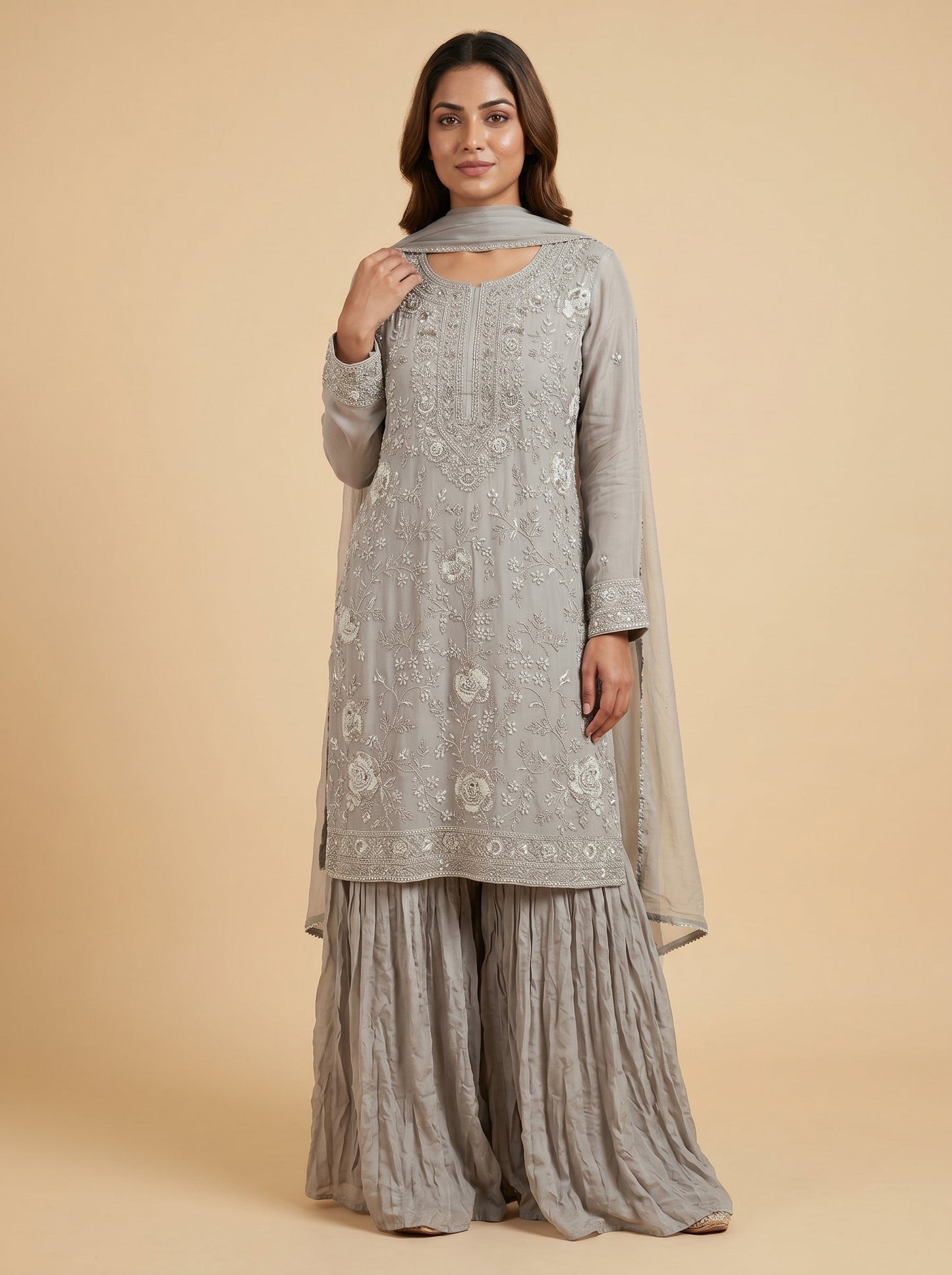 Graphite Ash Sharara Set