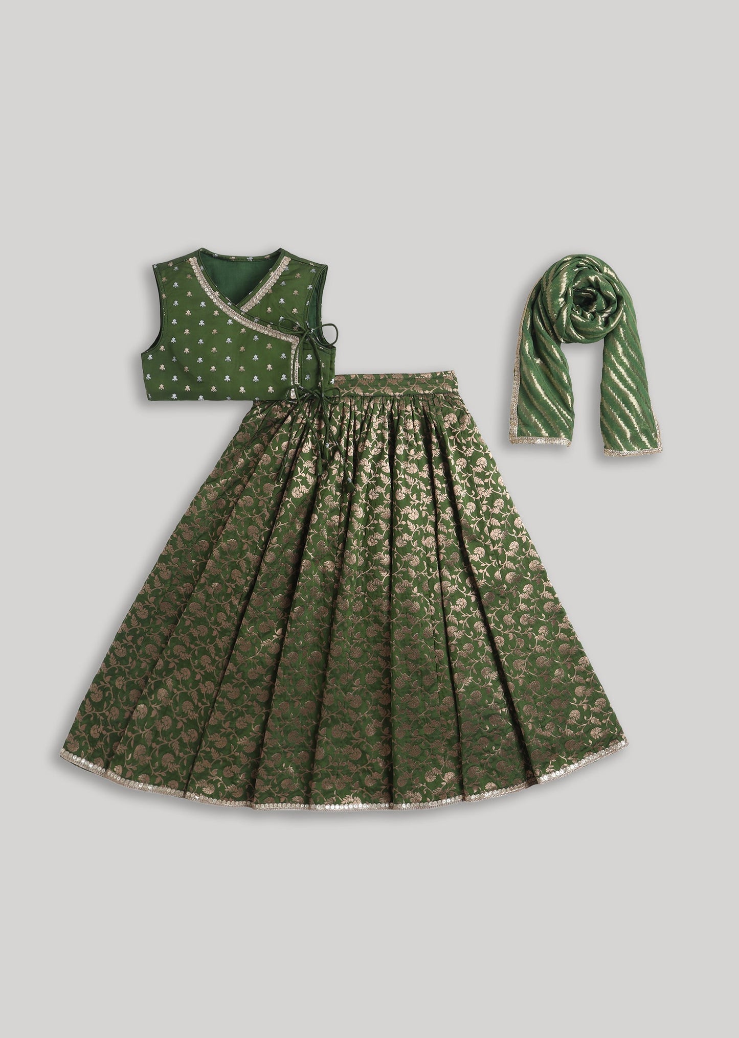 Green Regal Silk Lehenga Set