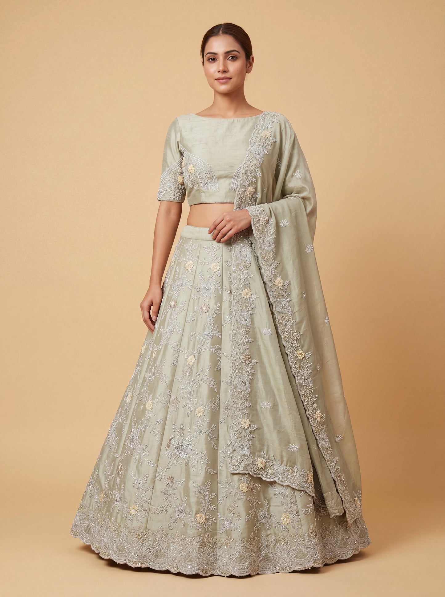 Green Contemporary Bridal Lehenga