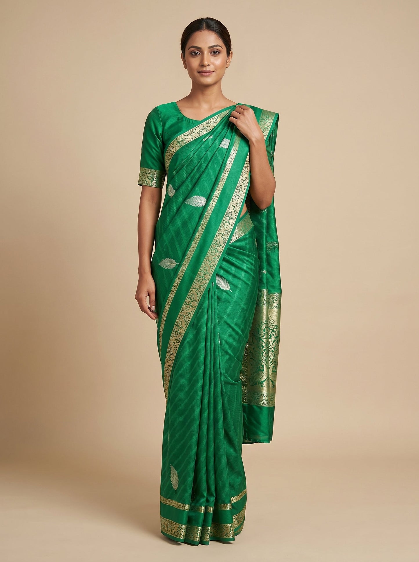 Green Crisp Grain Handloom Saree