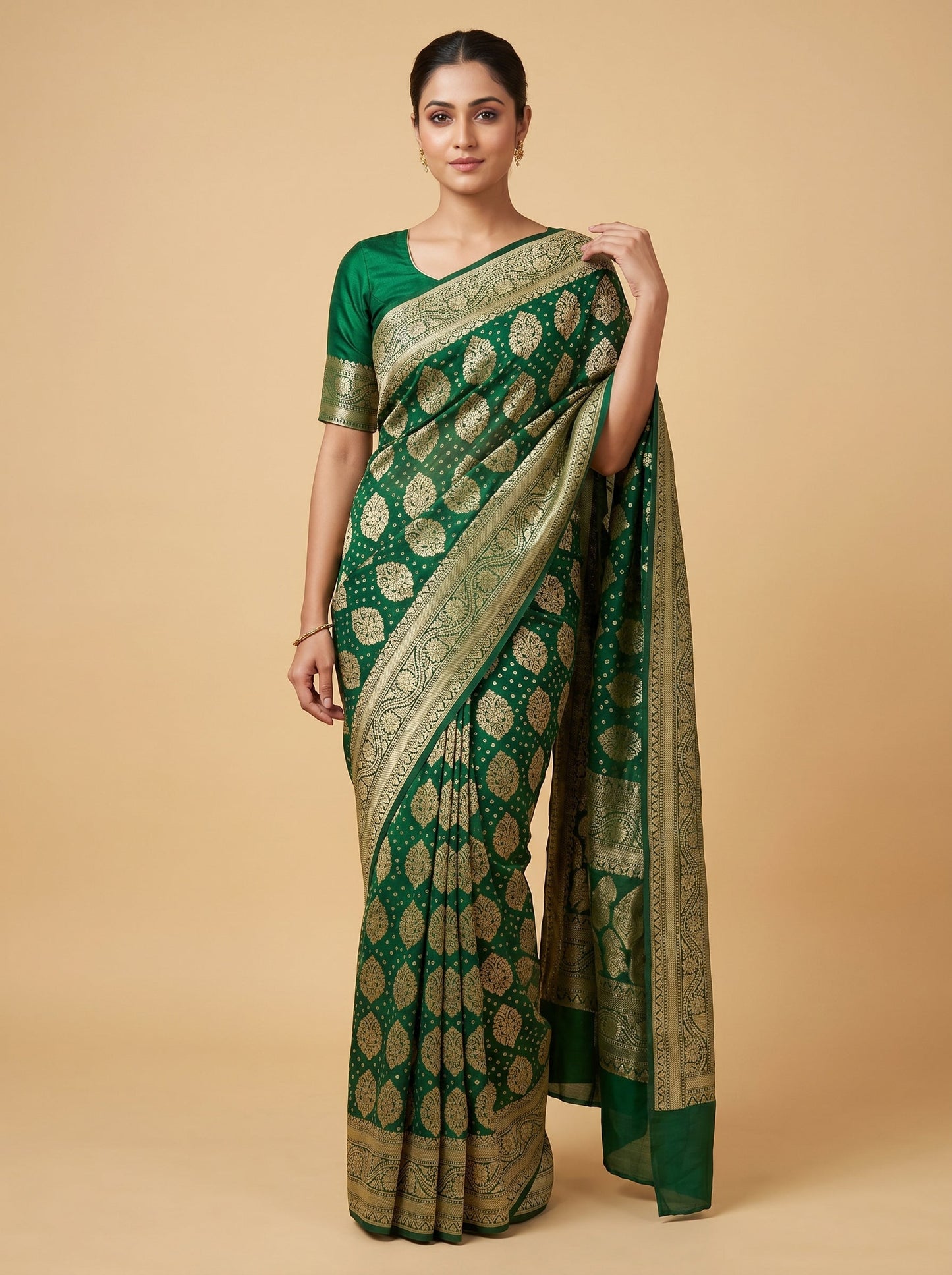 Green Daring Bandhani Tie Dye Saree