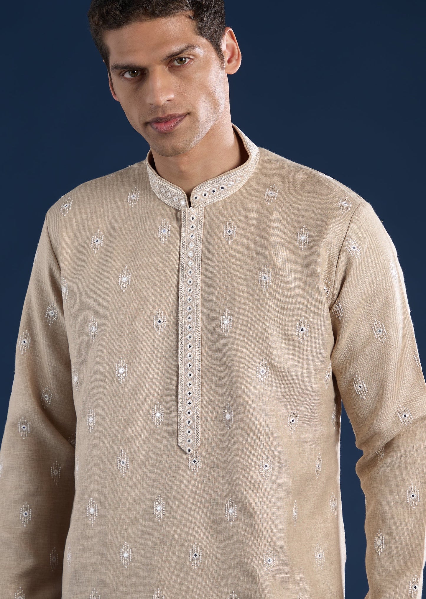 Green Embellished Kurta Set For Men