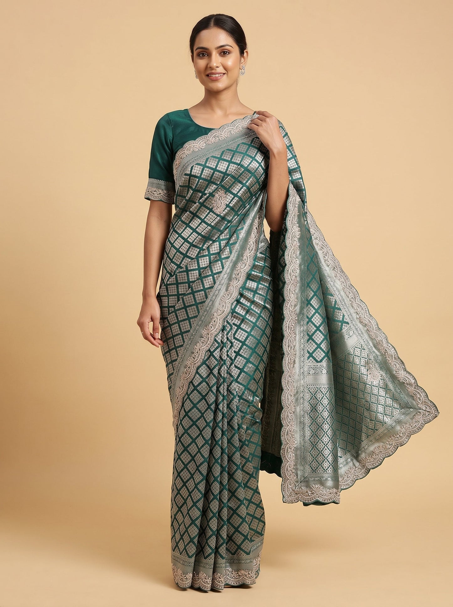 Green Fresh Tone Embroidered Saree