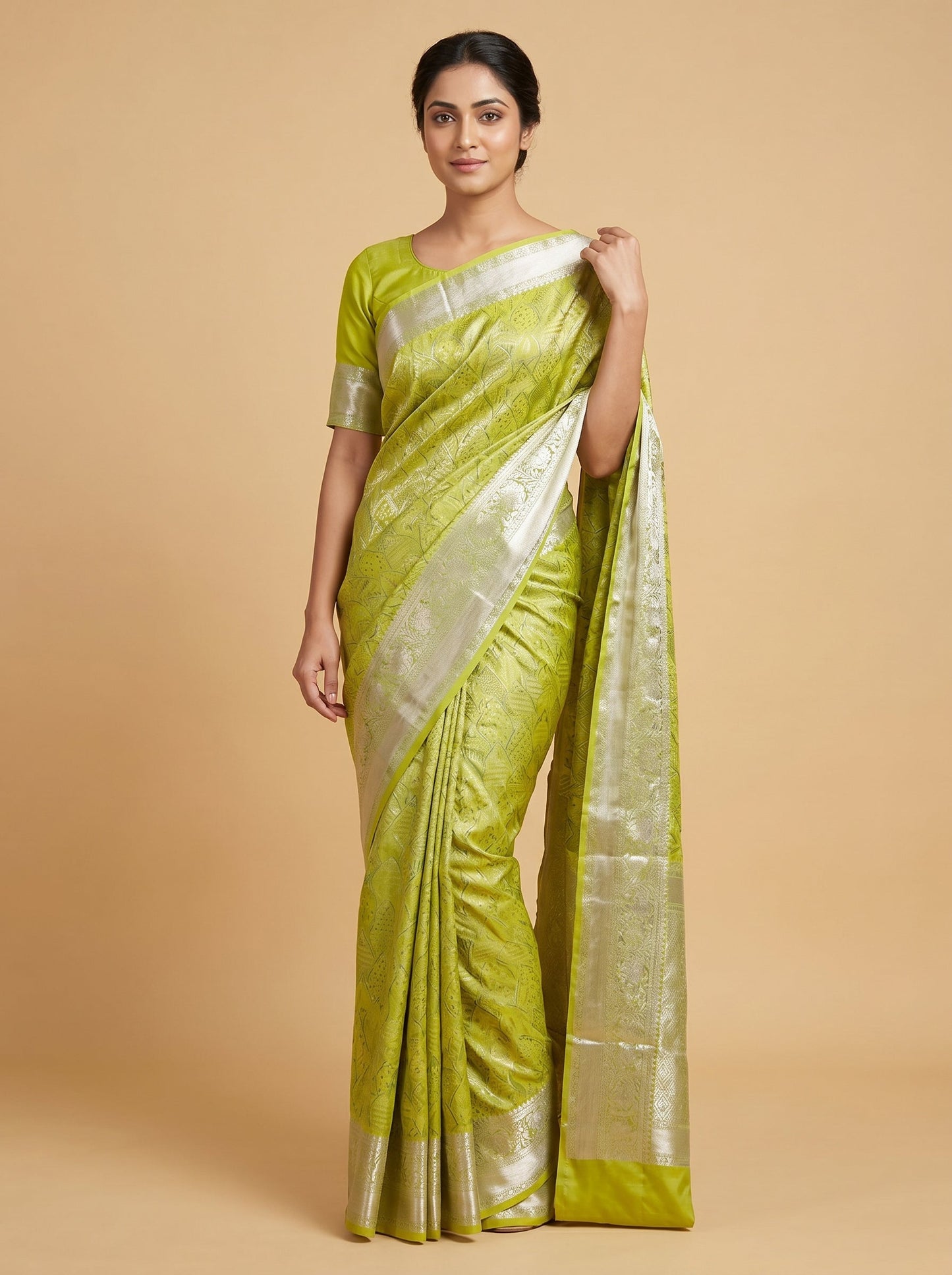 Green Graceful Detail Embroidered Saree