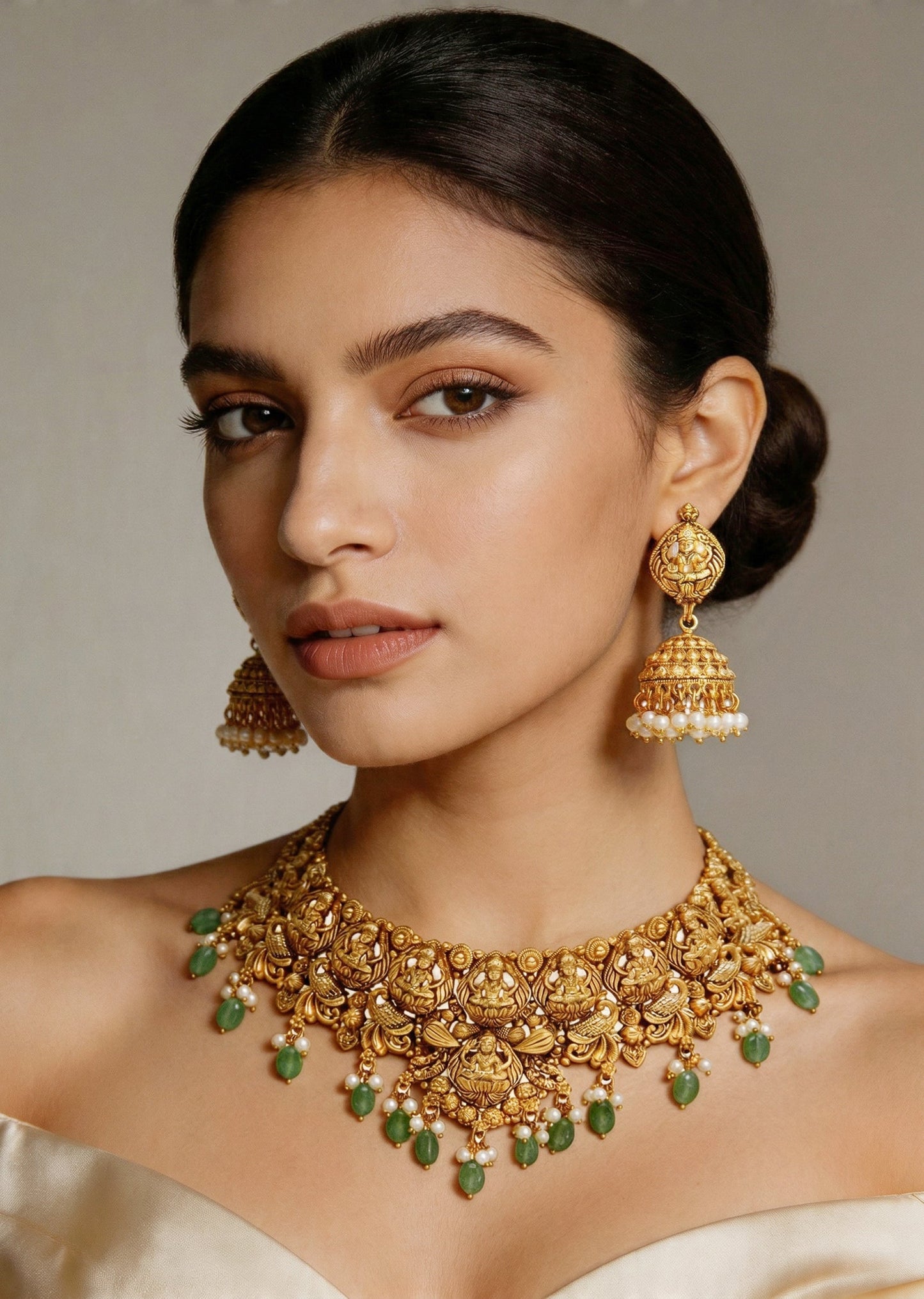 Green Kundan Choker Necklace Set