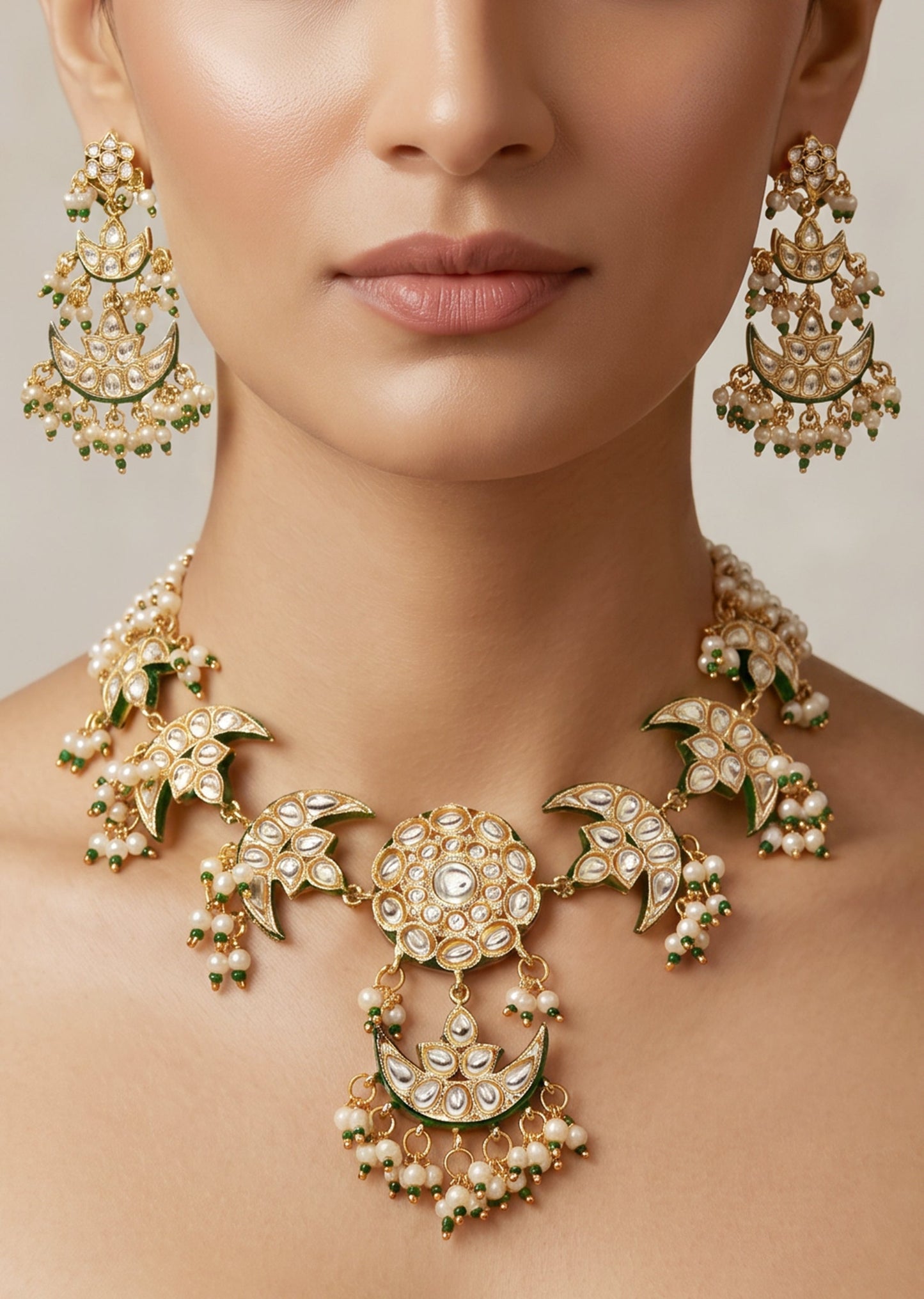 Green Kundan Necklace Set