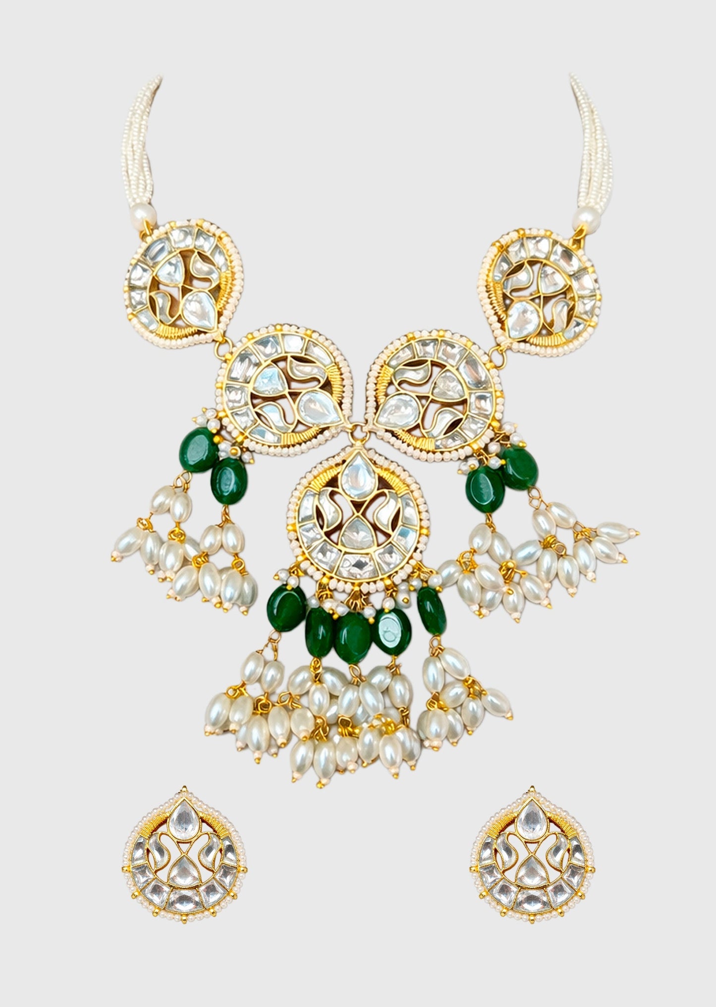 Royal Green Kundan Necklace Set