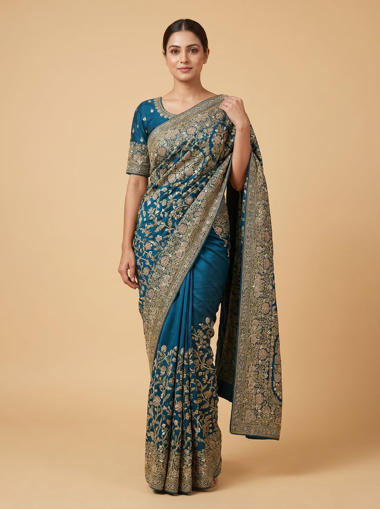 Green Lace Embroidered Saree