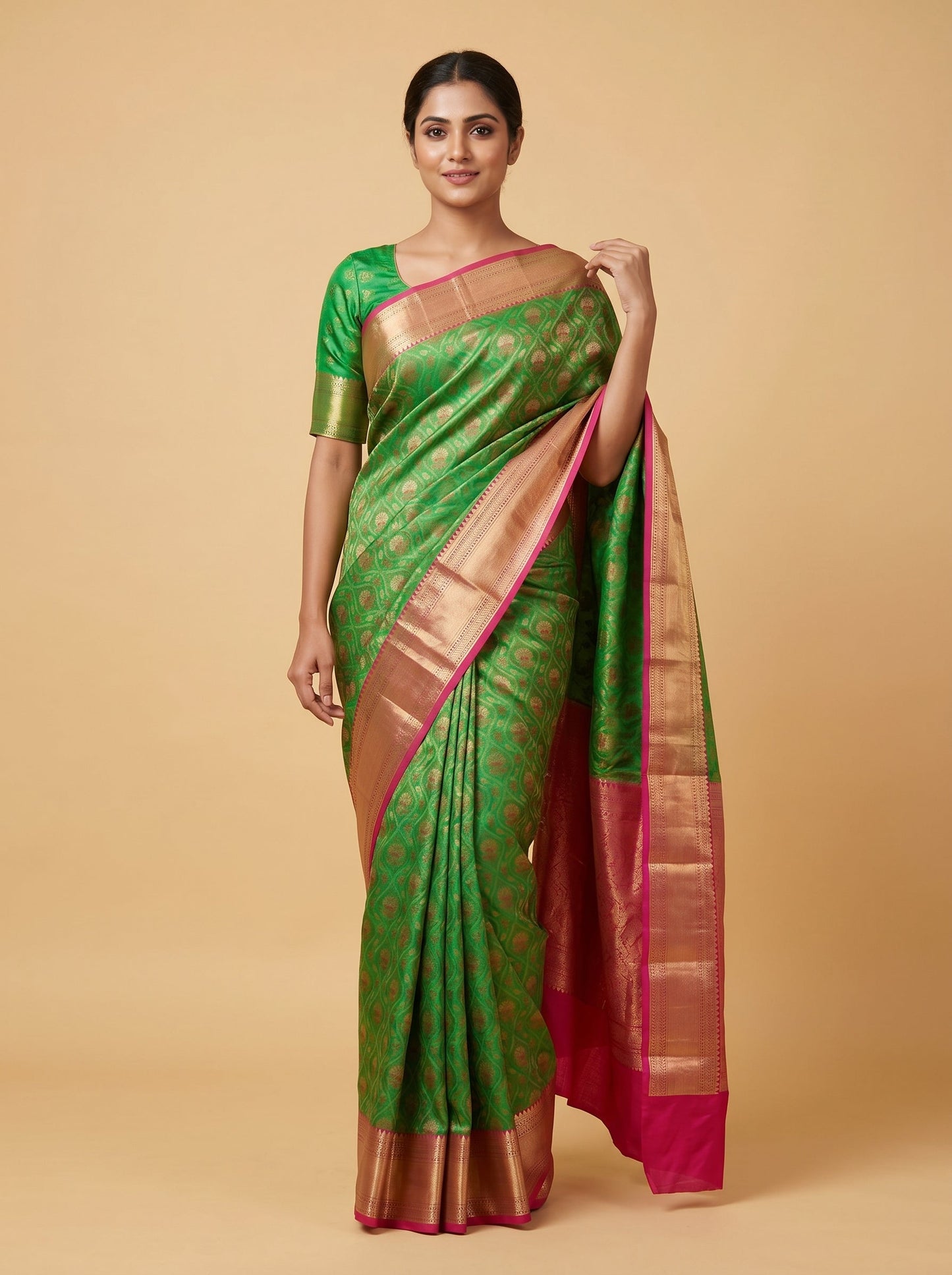 Green Meadow Flow Handloom Saree