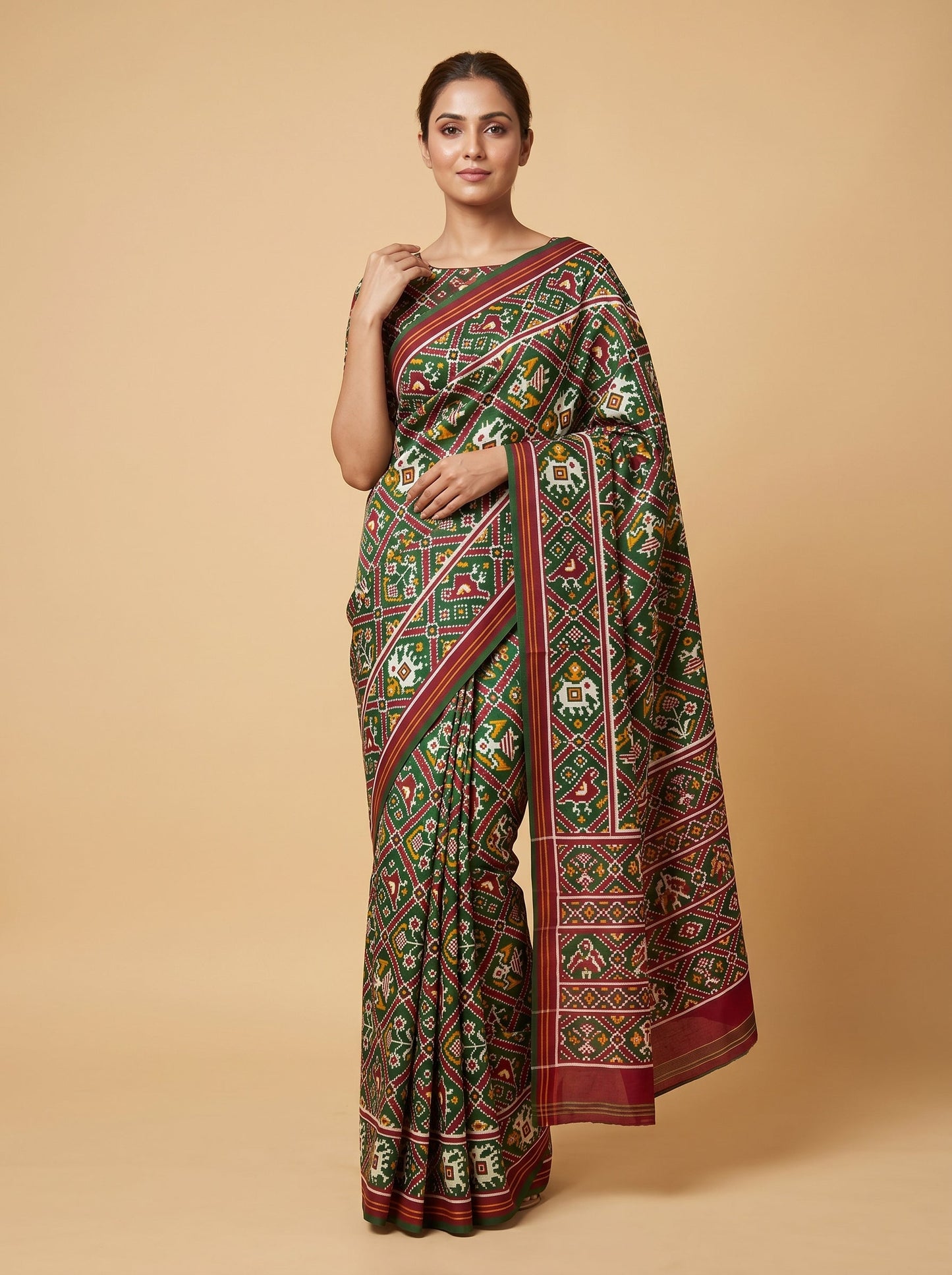 Green Natural Drift Handloom Saree
