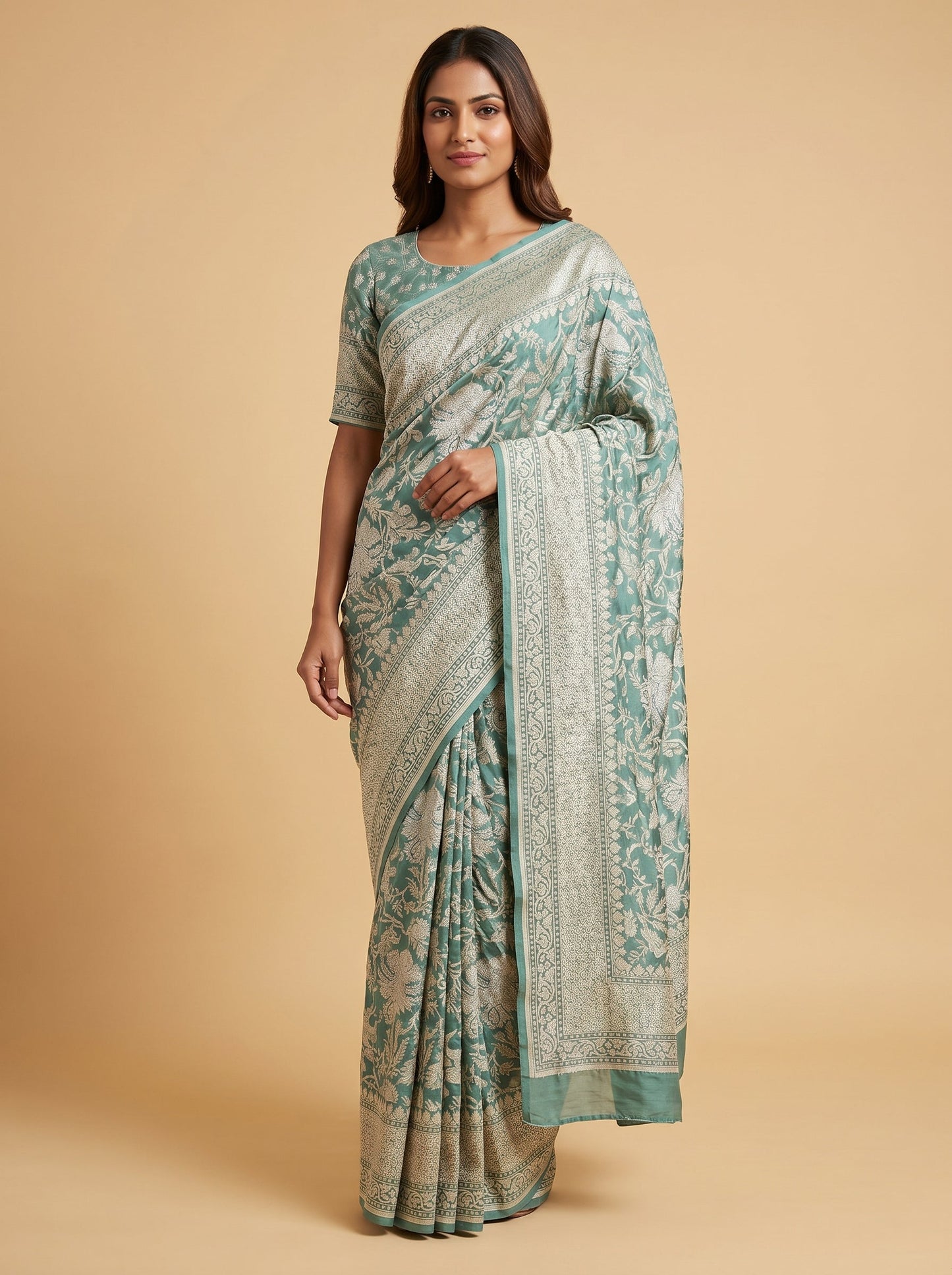 Green Natural Rhythm Handloom Saree