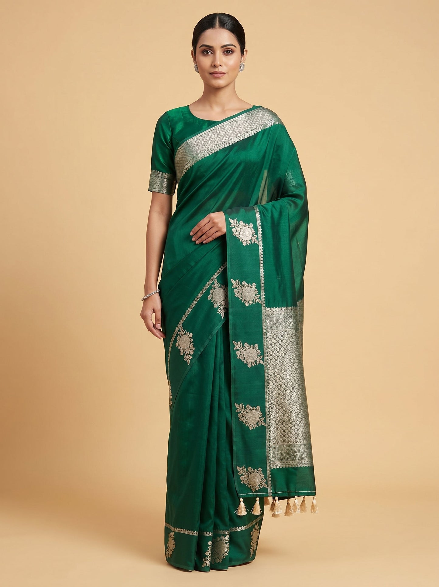 Green Nature Glow Embroidered Saree