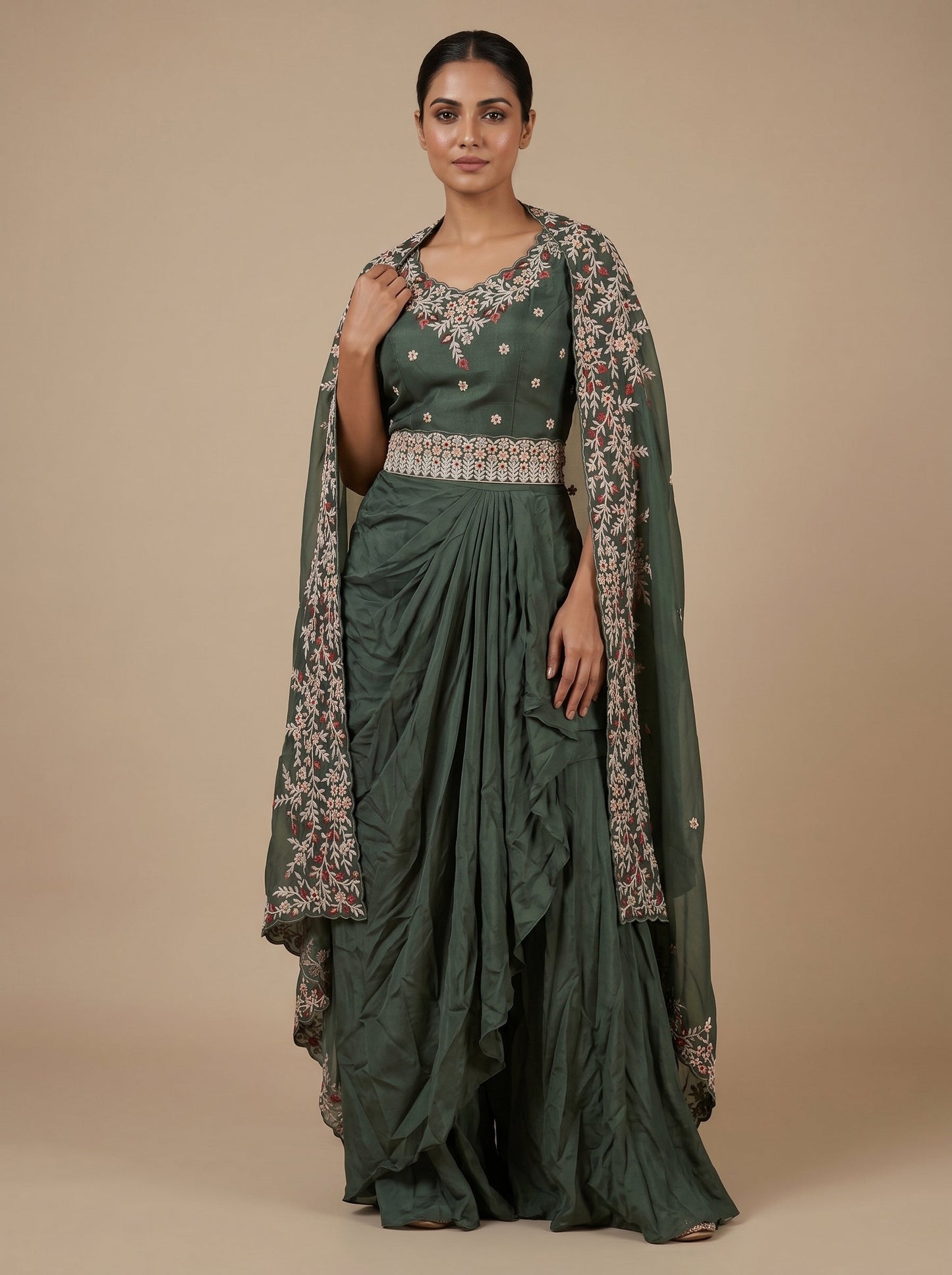 Green Pulse Dhoti Set