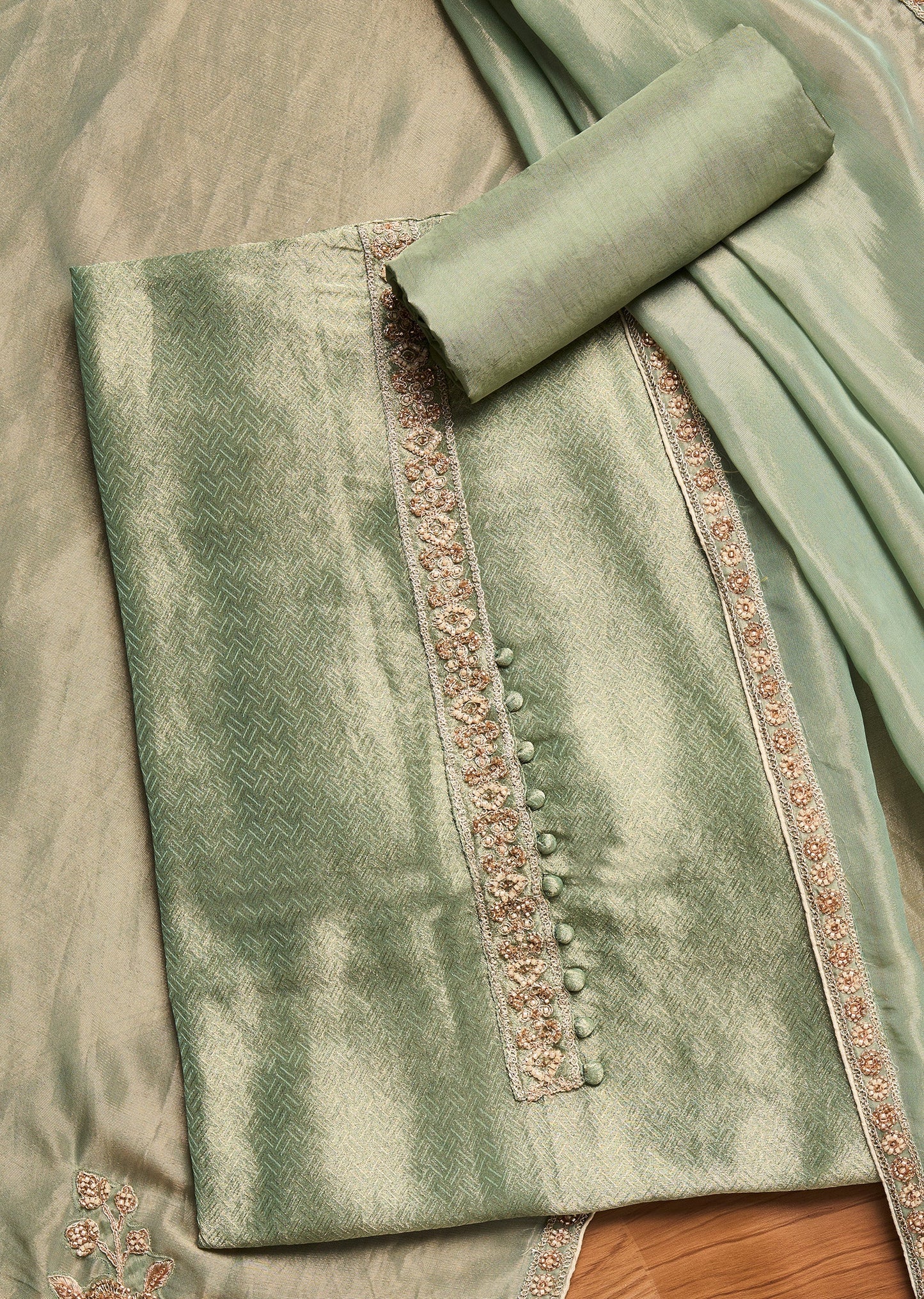 Green Satin Suit