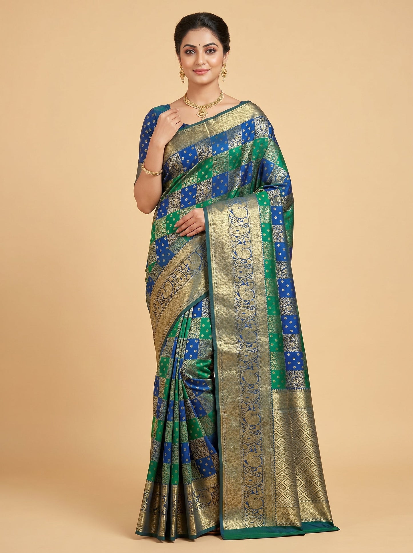 Green Shot Silk Handloom Saree