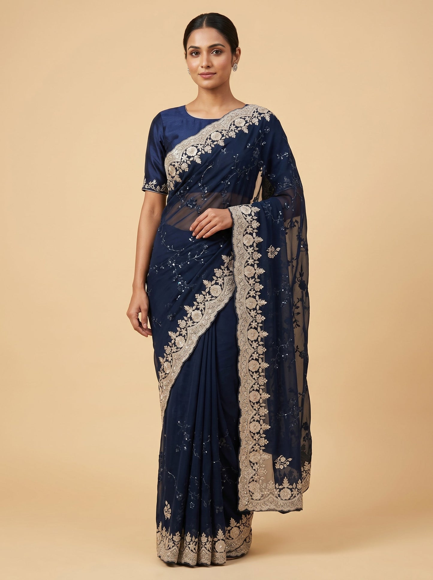 Green Soft Hue Embroidered Saree