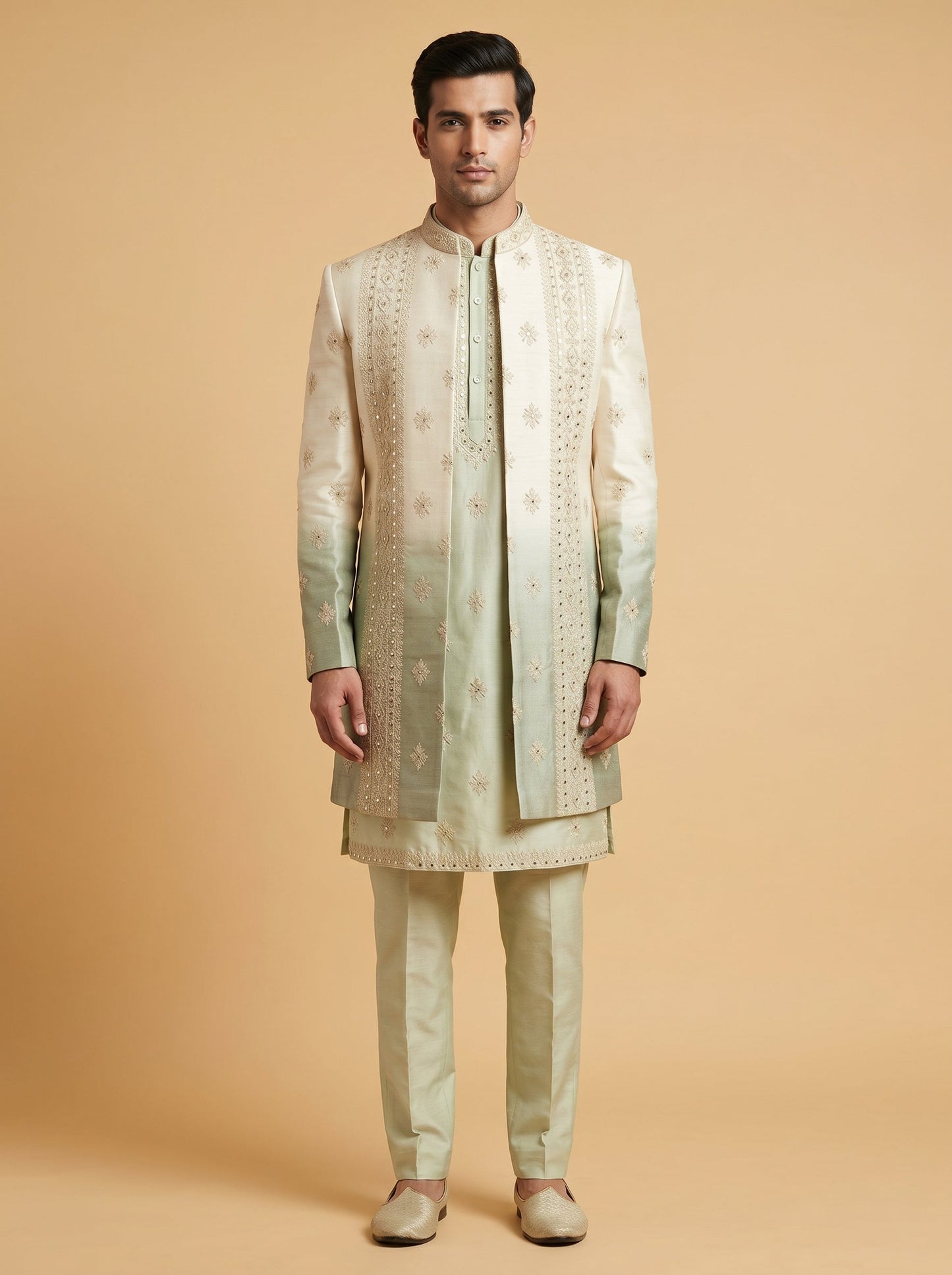 Green Statement Indowestern